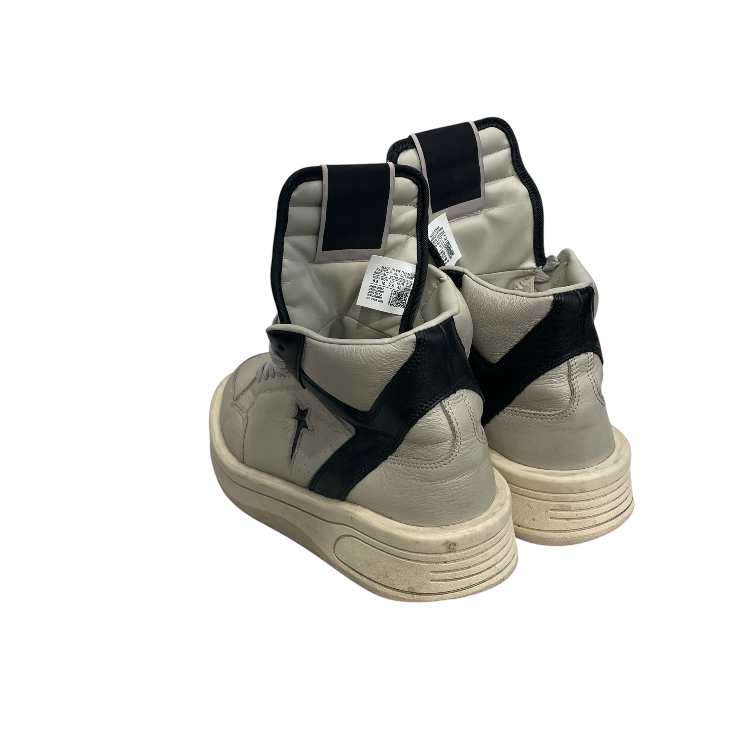 CONVERSE/RICK OWENS DRKSHDW/Hi-Sneakers/US 8.5/Leather/GRY/LIGHT GRY BLK BACK HEEL view 2