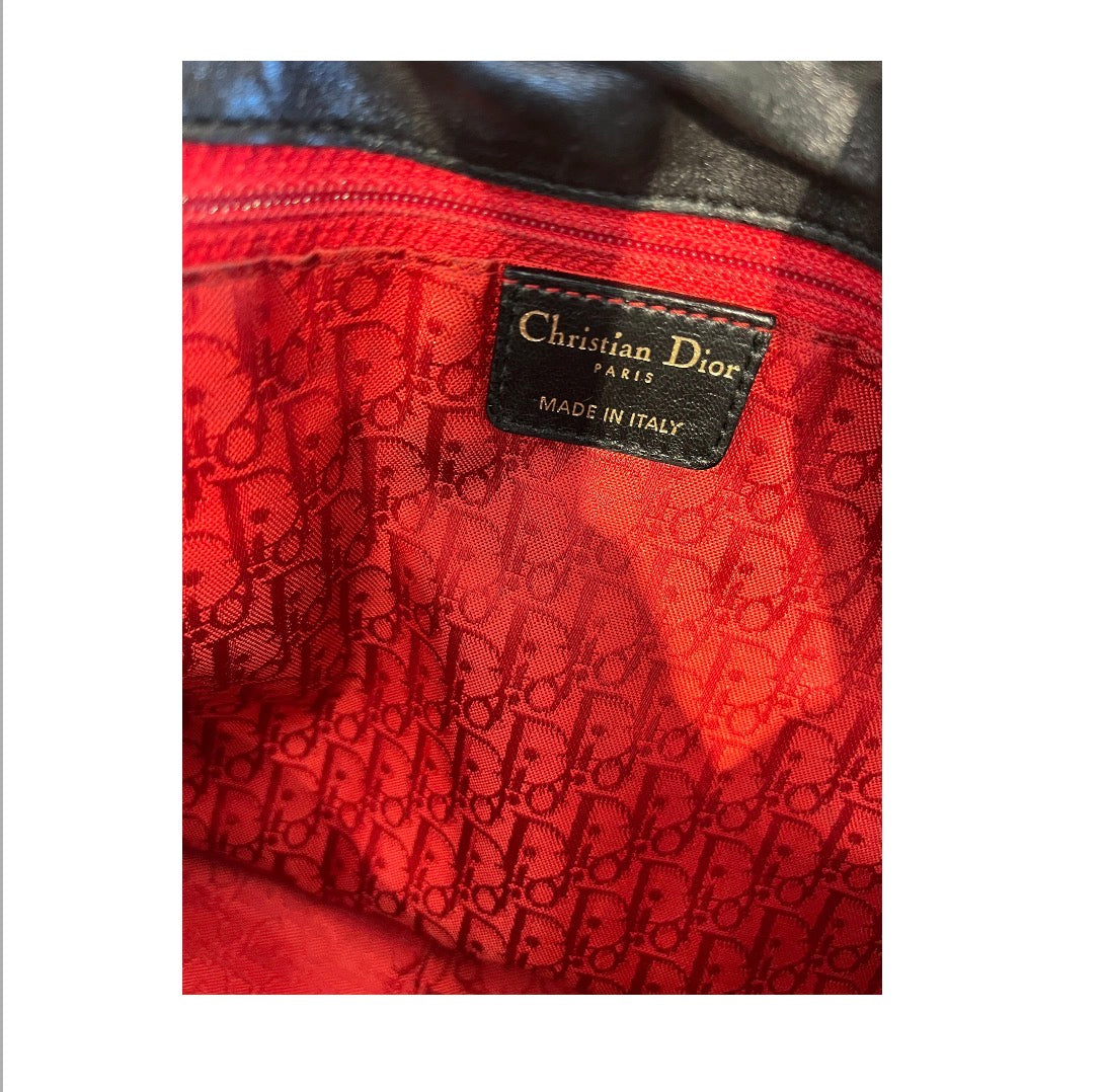 Christian Dior/Hand Bag/Leather/BLK/CANNAGE FLAP BAG view 5