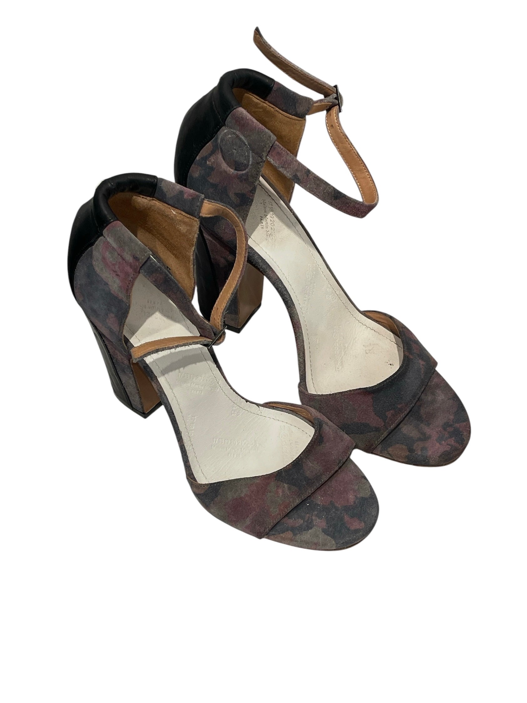 Maison Margiela/Heels/EU 37/Floral Pattern/Suede/MLT/OPEN TOE BLOCK HEELS view 1