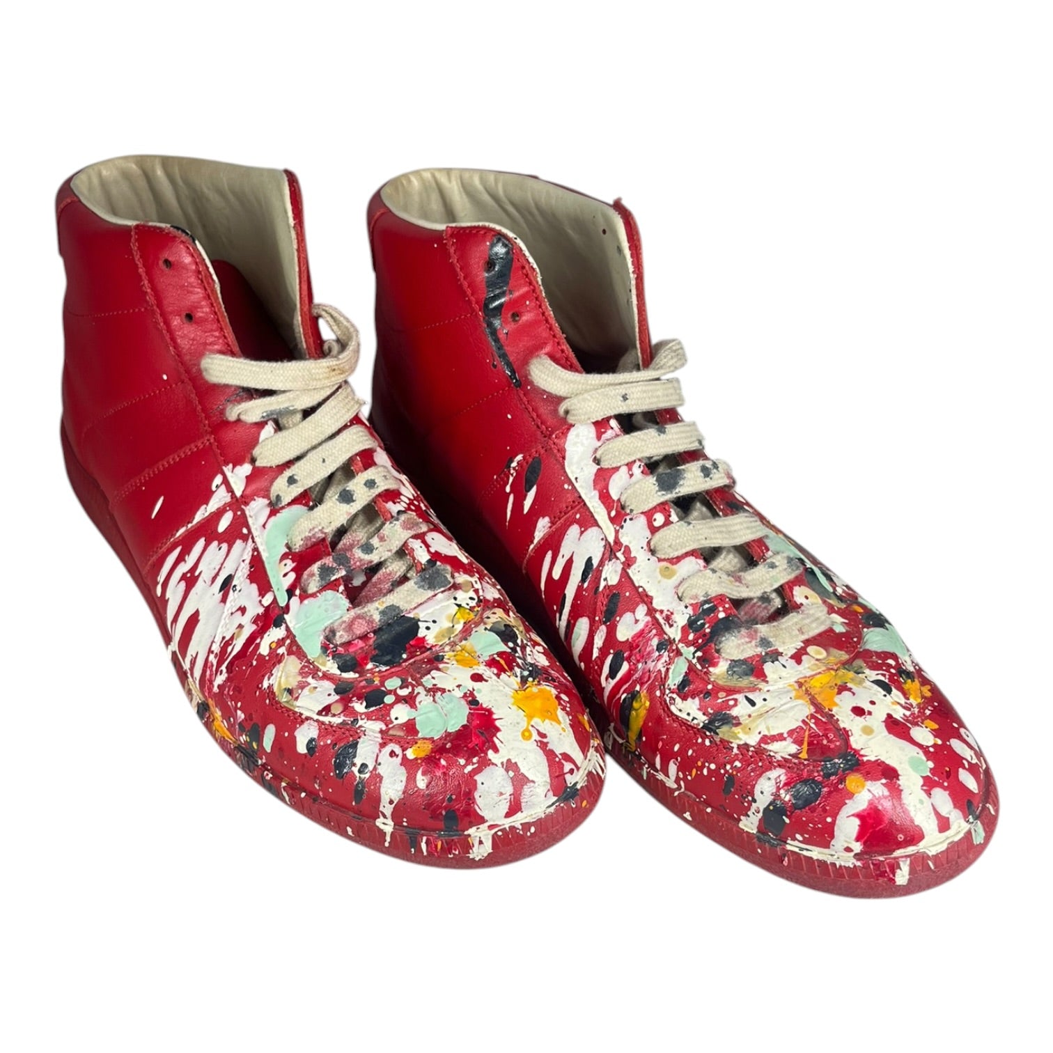 Maison Margiela/Hi-Sneakers/EU 43/Leather/RED/GAT Hi-Top Paint Splatter view 2