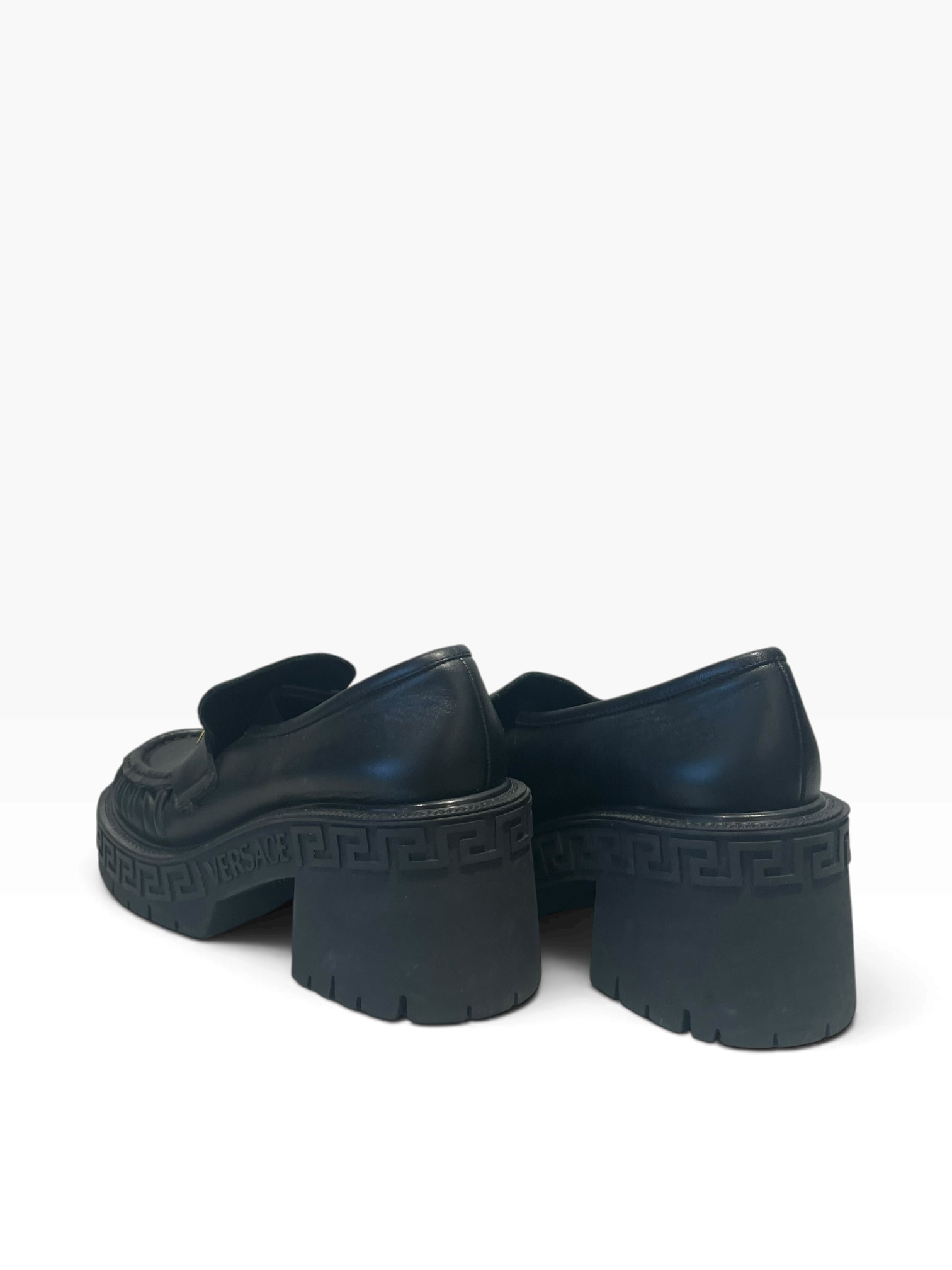 VERSACE/Loafers/EU 41/Leather/BLK/medusa coin platform view 2