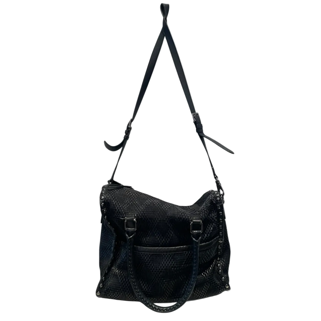 DIANE von FURSTENBERG/Cross Body Bag/Leather/BLK/wooven studded view 2