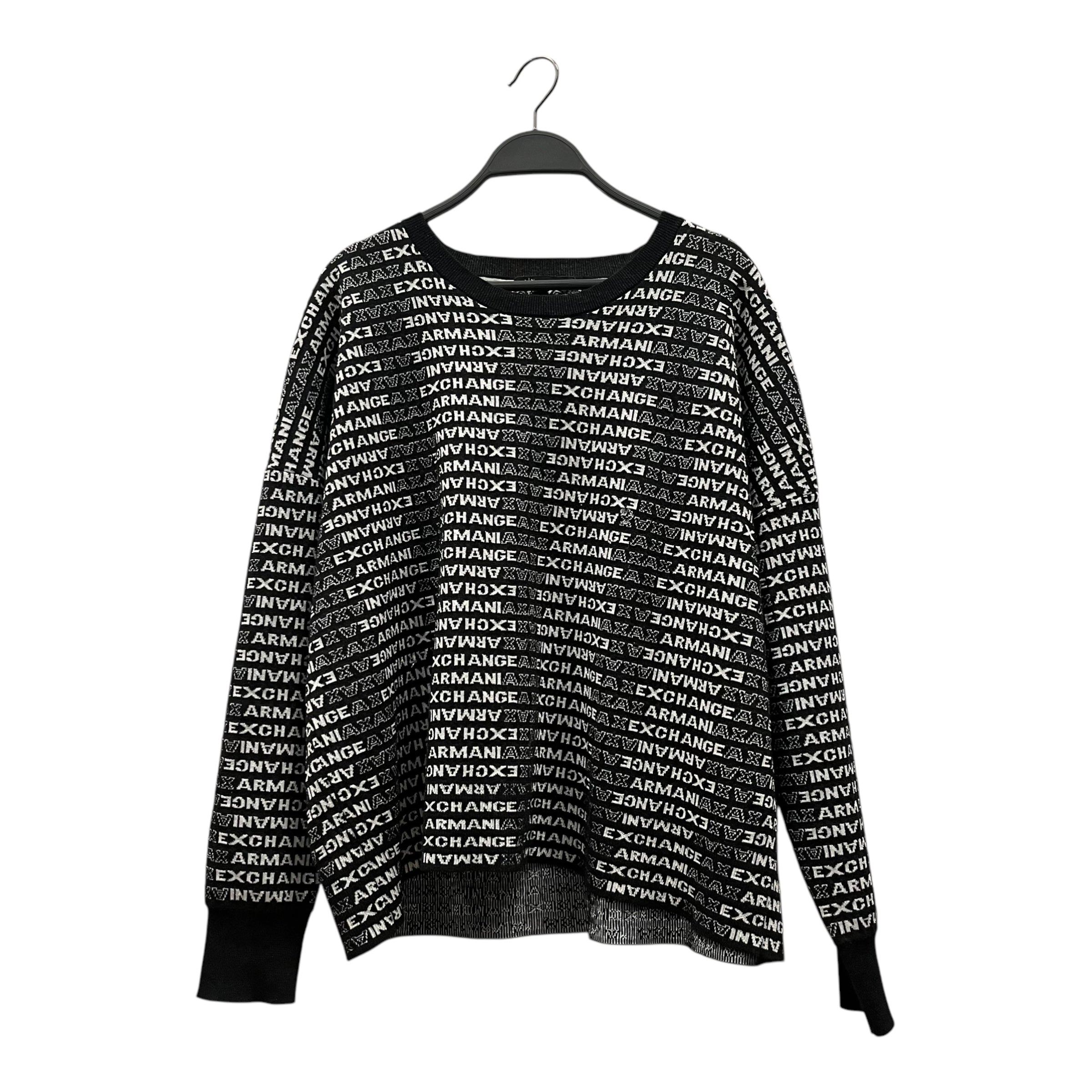 ARMANI EXCHANGE/Sweatshirt/L/All Over Print/Cotton/BLK/All Over Print Logo Knitted view 1