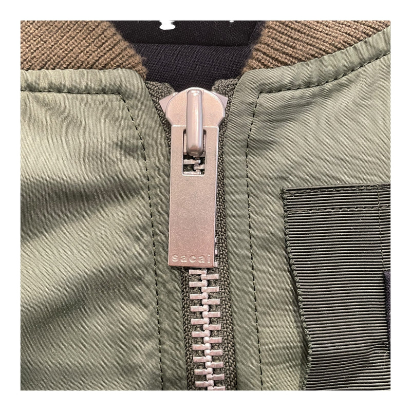 Sacai/Puffer Jkt/2/Wool/NVY/GREEN BOMBER/TRENCH COAT