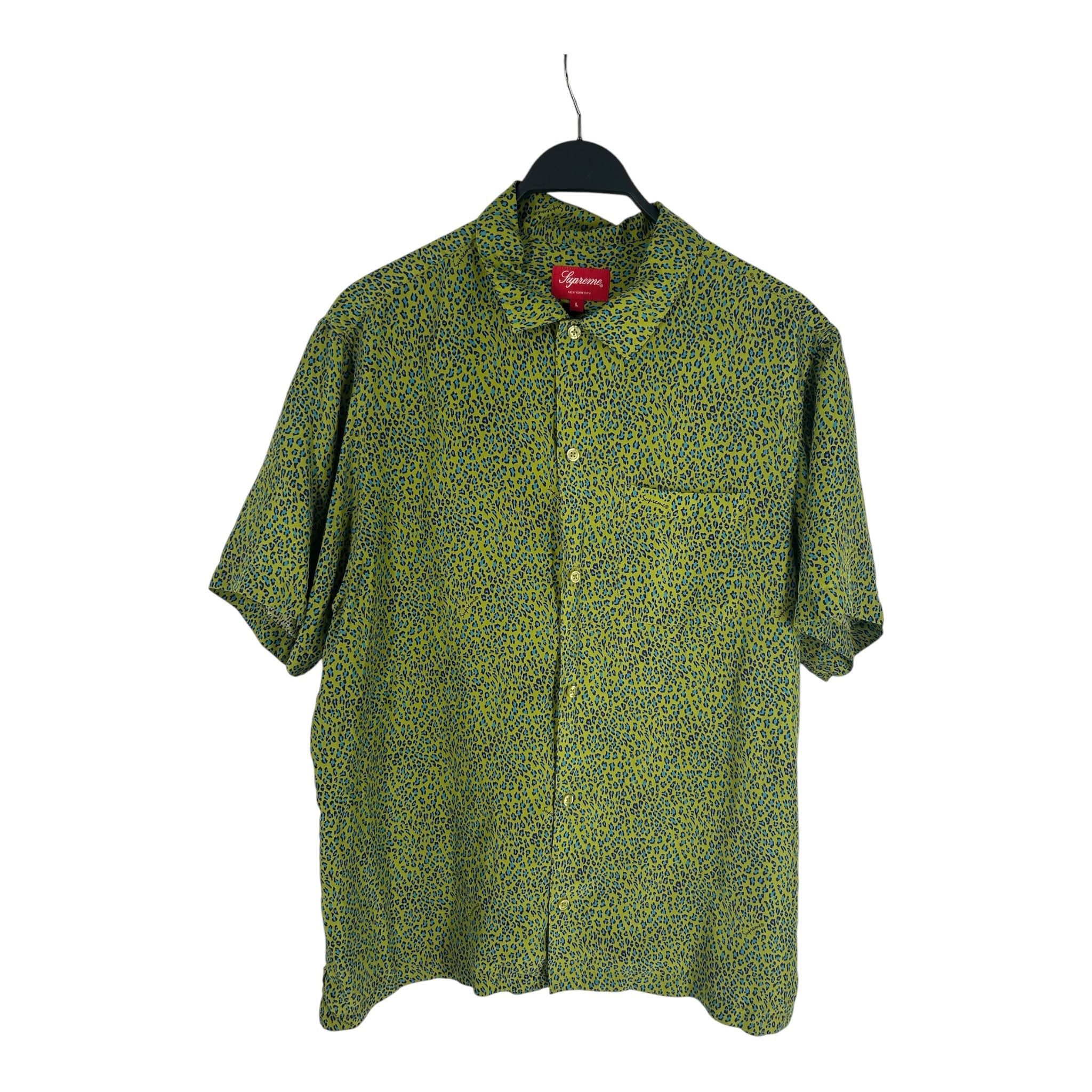 Supreme/SS Shirt/L/Silk/GRN/Leopard/blue spots view 1