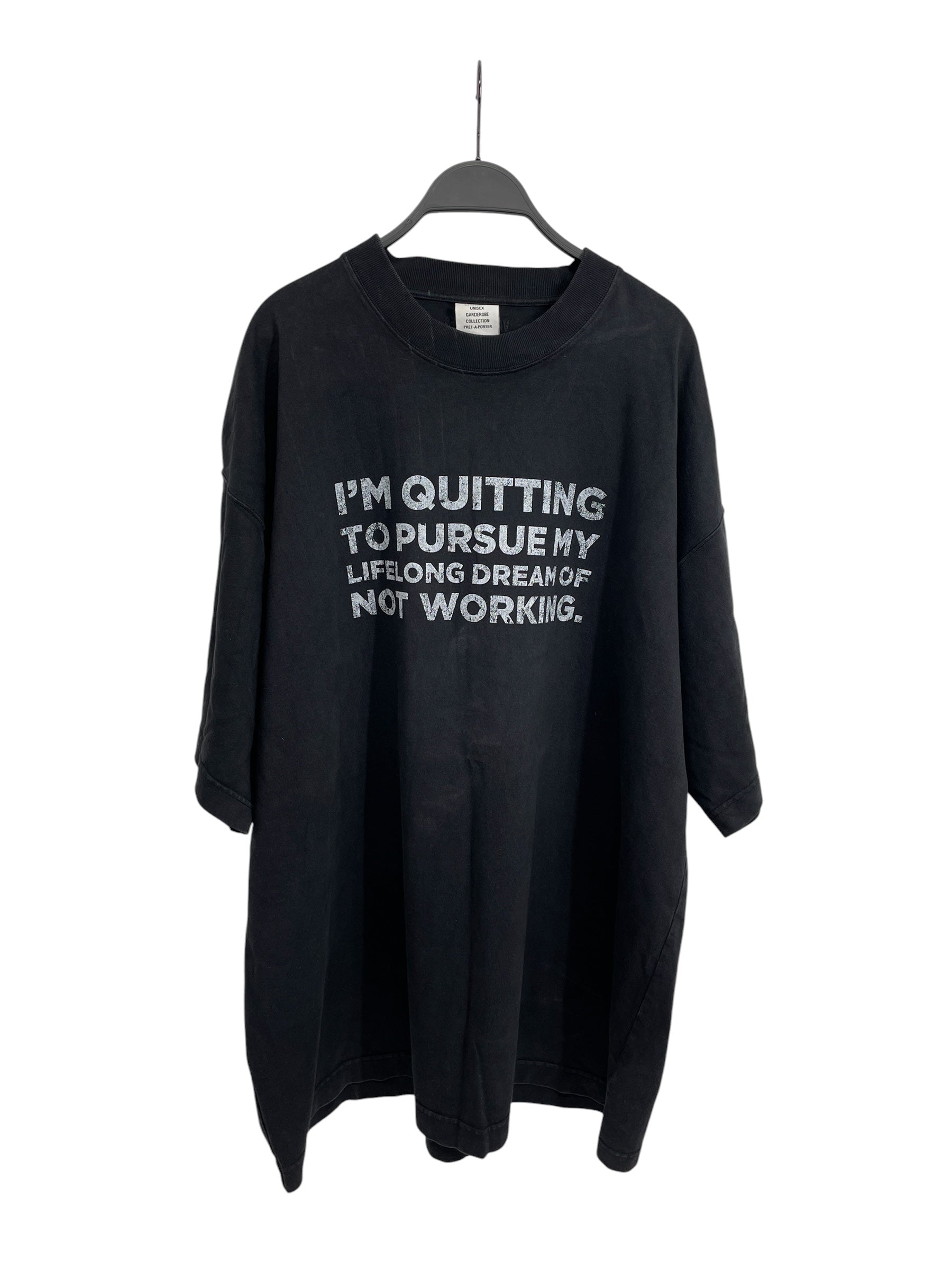 VETEMENTS/T-Shirt/S/Cotton/BLK/VETEMENTS IM QUITTING TEE view 1
