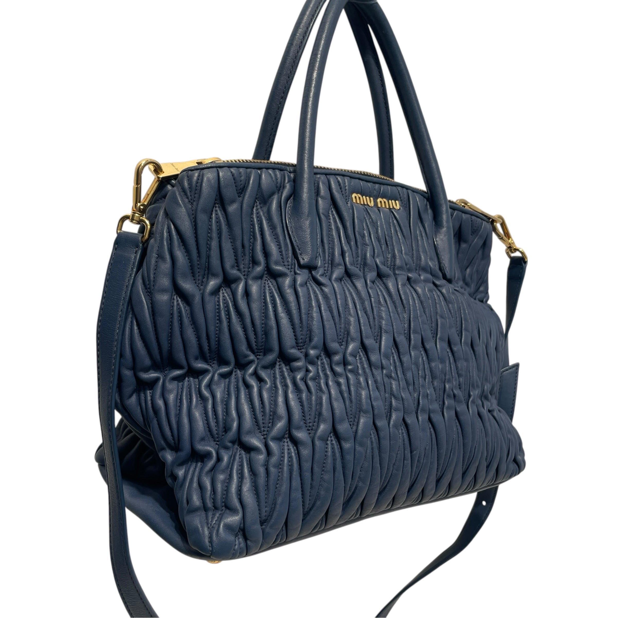 MIU MIU/Hand Bag/Leather/BLU/Matelasse view 2