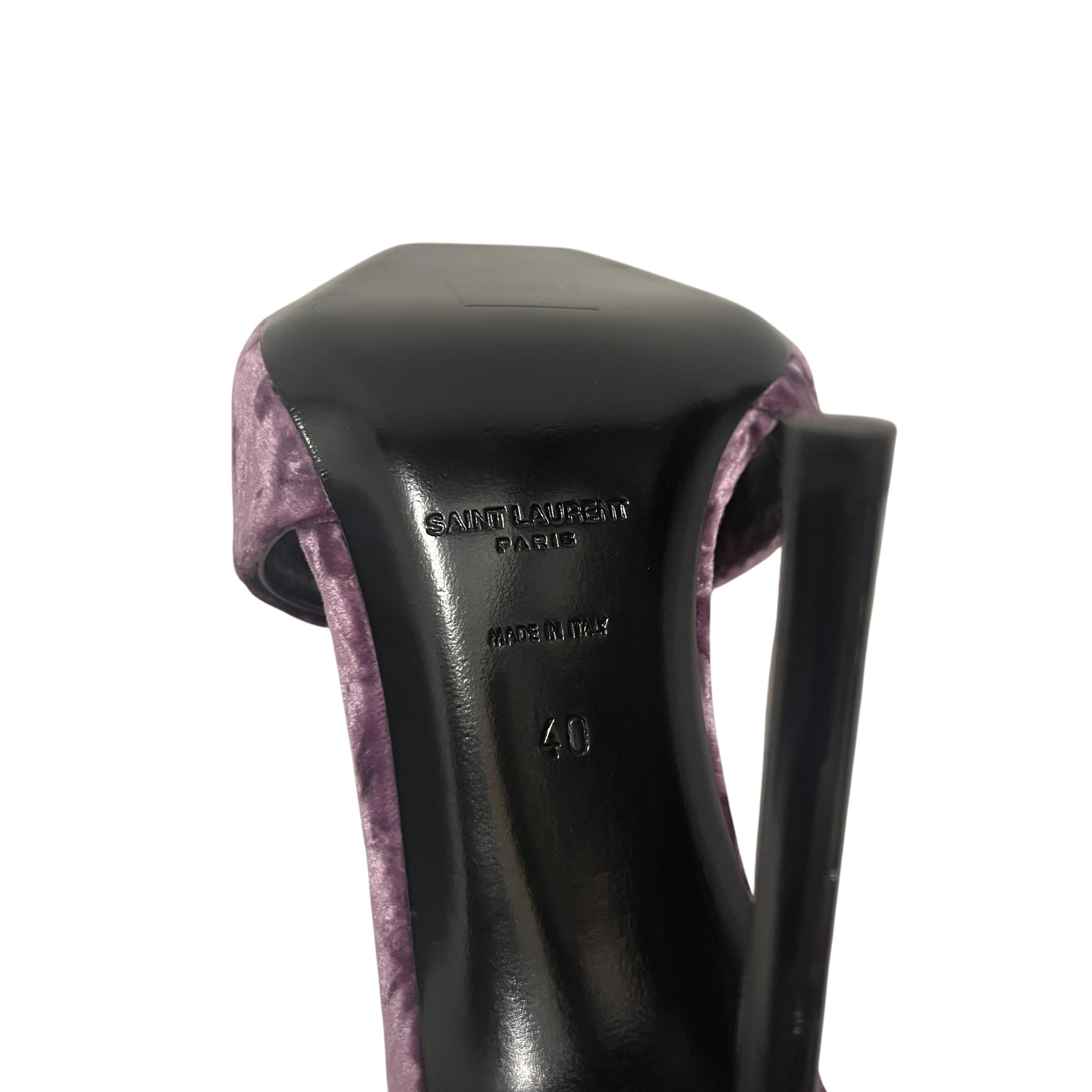SAINT LAURENT/Heels/US 8.5/Velour/PPL/Open-Toe/CRUSHED VELVET SANDAL view 5