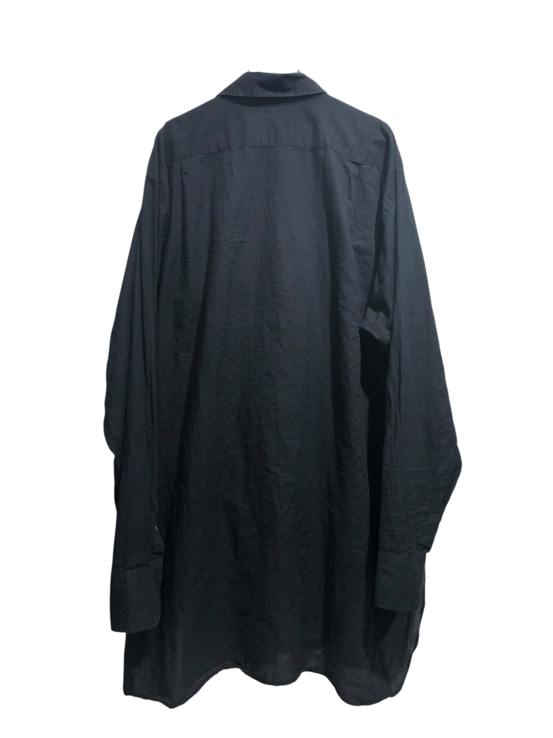 ANN DEMEULEMEESTER/LS Shirt/M/Cotton/BLK/long af button up view 2