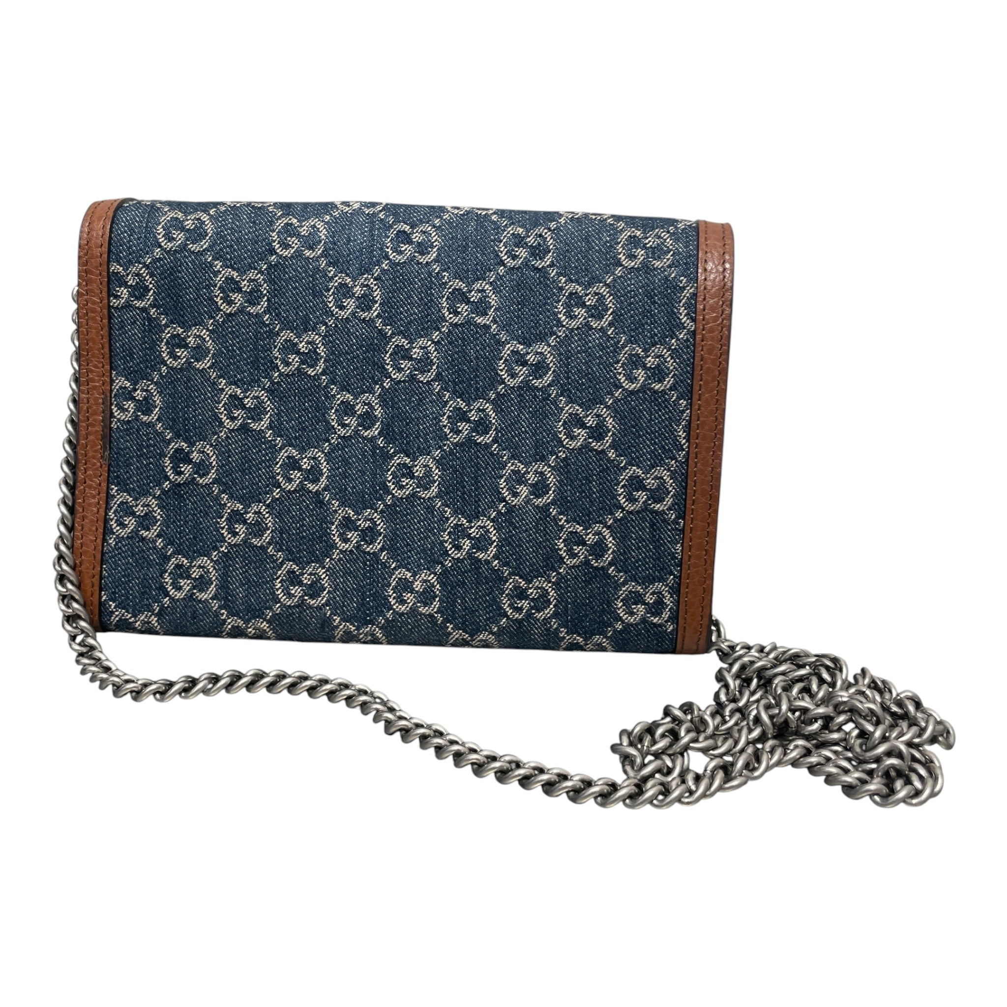 GUCCI/Cross Body Bag/Monogram/Cotton/BLU/dionysus mini chain wallet view 2
