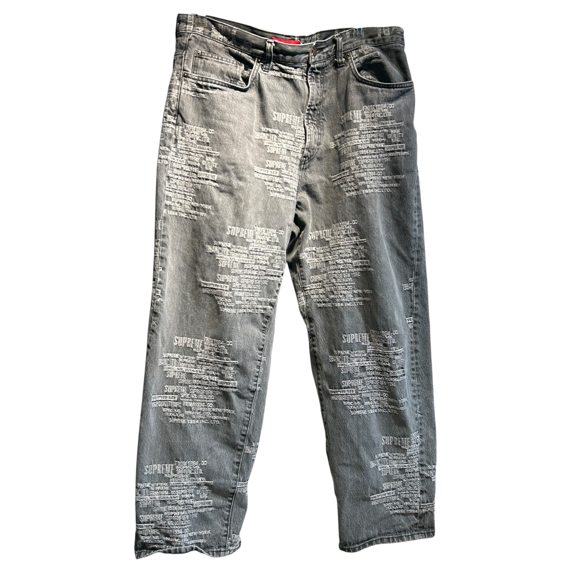 Supreme/Straight Pants/34/Denim/GRY/trademark jacquard baggy jean view 1