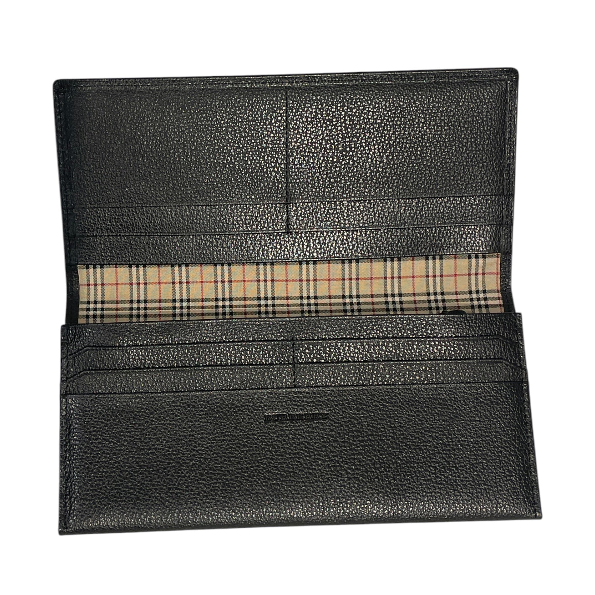BURBERRY/Long Wallet/Leather/BLK/PLAID INSIDE view 3