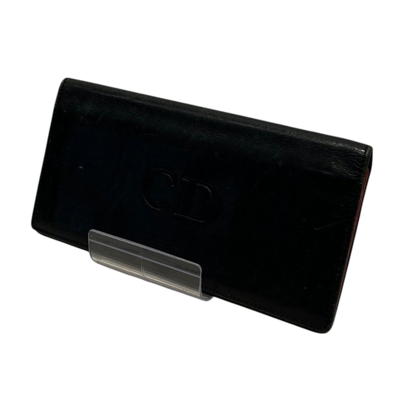 Christian Dior/Long Wallet/Leather/BLK/CD CENTER LOGO RED INTERIOR view 1