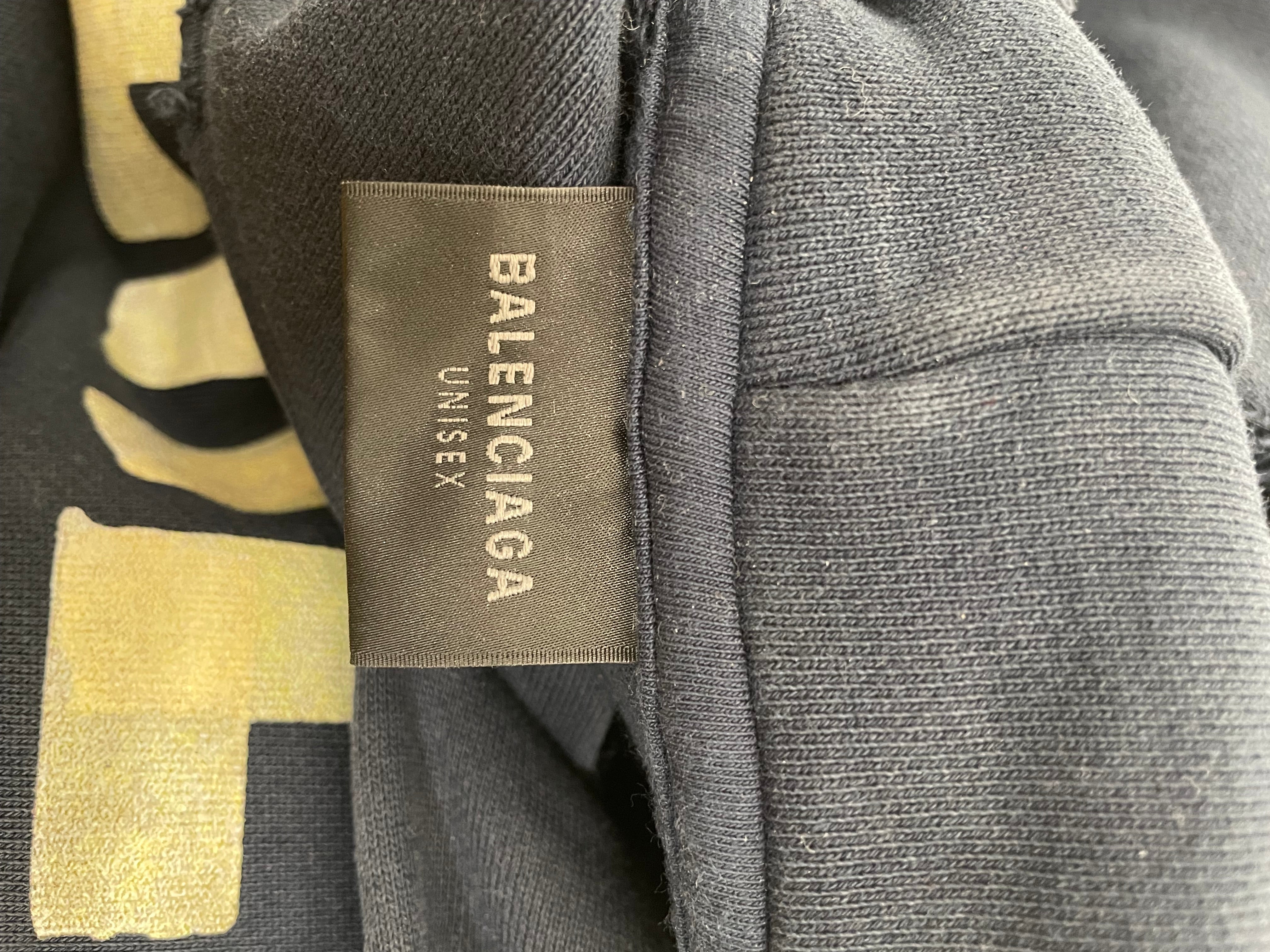 BALENCIAGA/Hoodie/L/Graphic/Cotton/NVY/Tape Type Ripped Pocket view 3