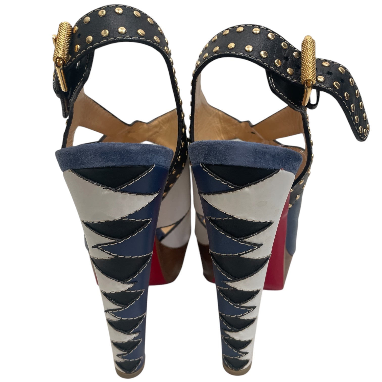 Christian Louboutin/Heels/EU 39/All Over Print/Leather/MLT/COLORBLOCK/T-STRAP PUMP view 5