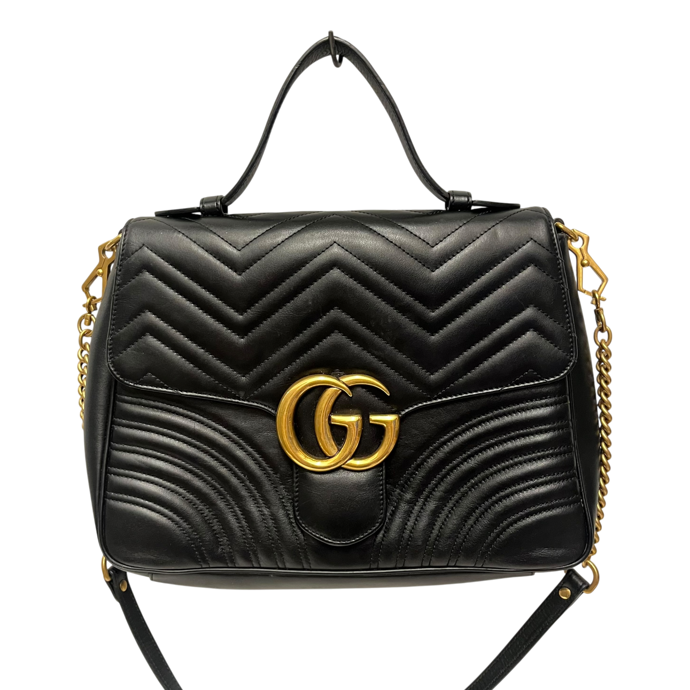 GUCCI/Hand Bag/Leather/BLK/MATELASSE TOP HANDLE
