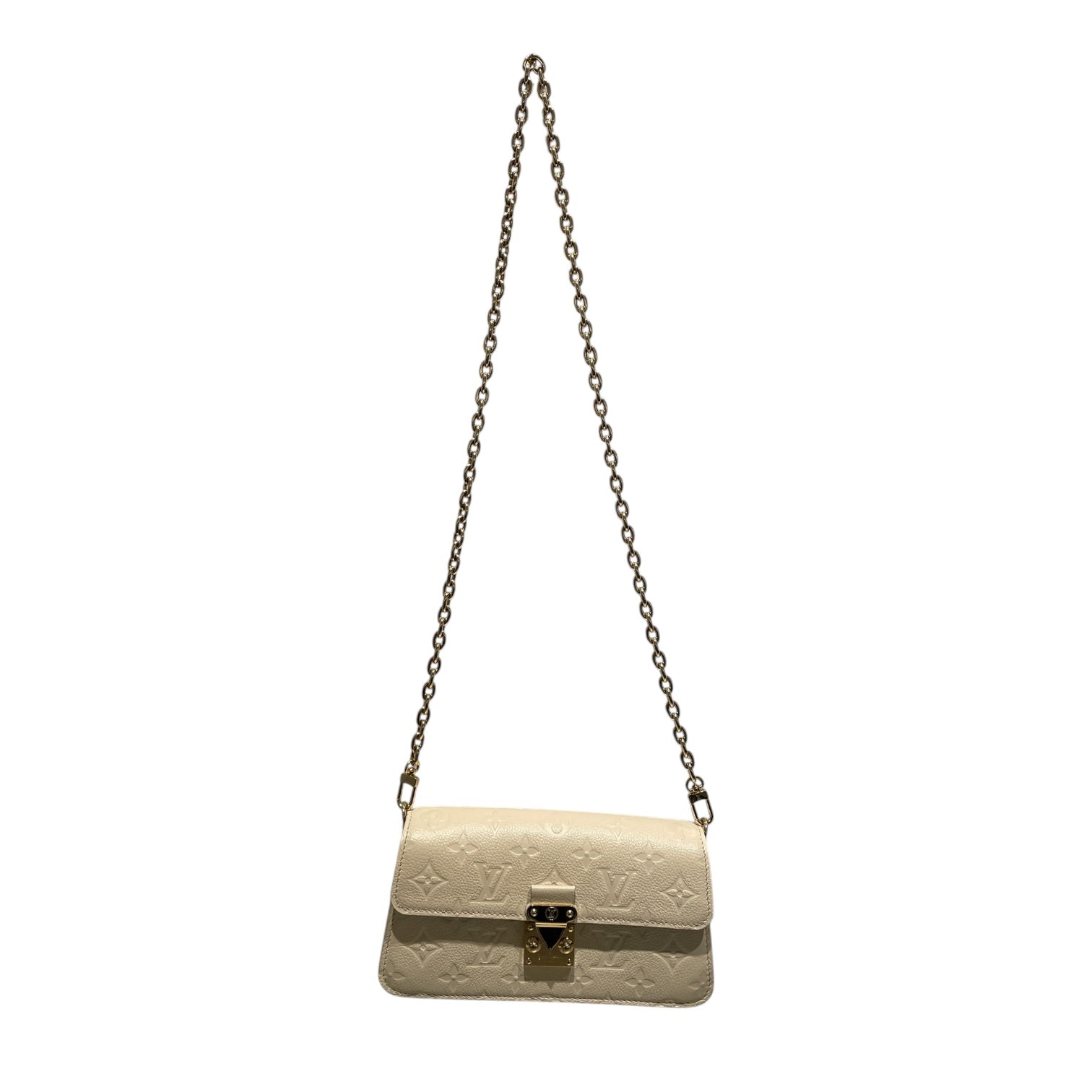 LOUIS VUITTON/Clutch Bag/All Over Print/Leather/WHT/wallet on chain view 1