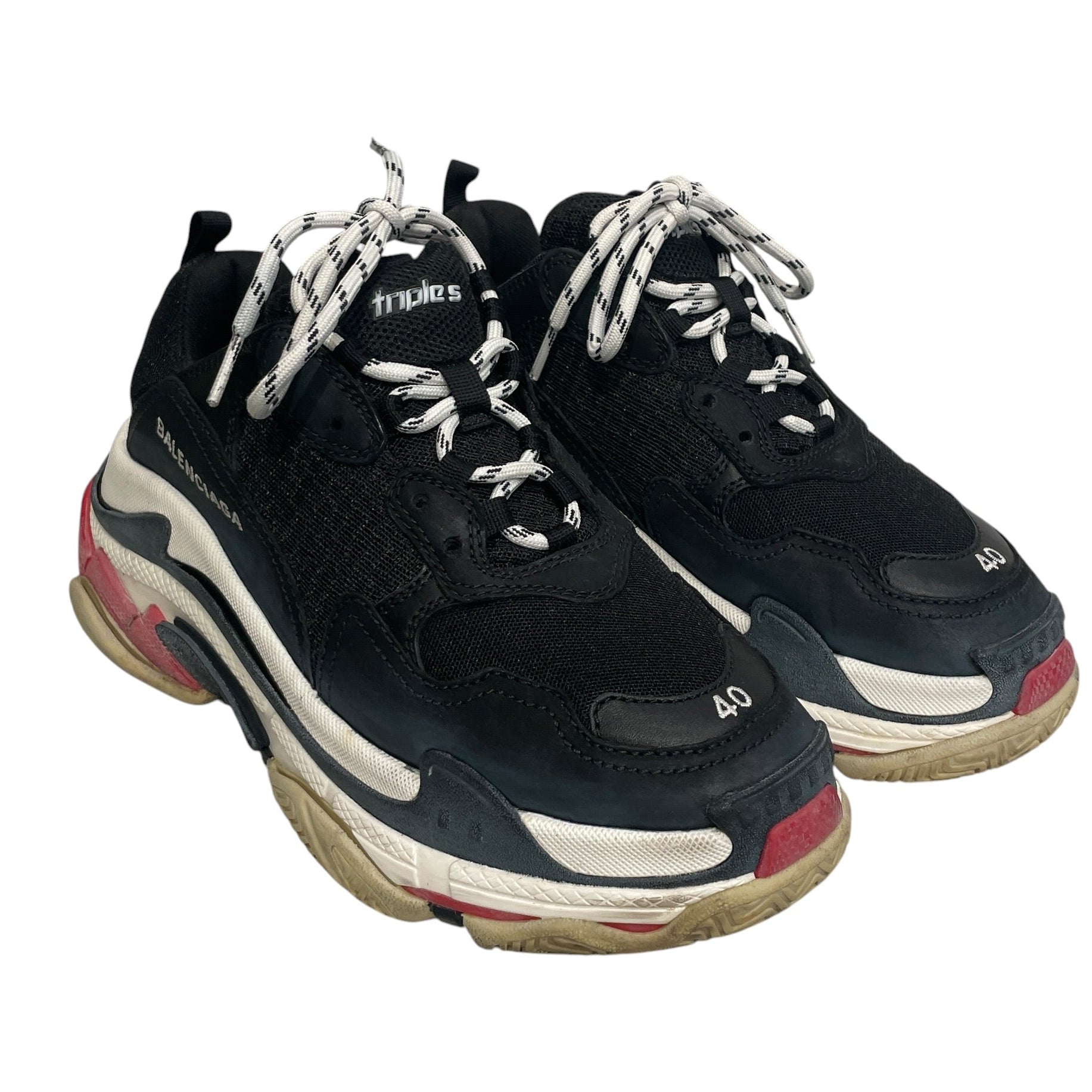 BALENCIAGA/Low-Sneakers/EU 40/Cotton/BLK/BB BLK RD WHT TRIPLE S SNEAKER view 1