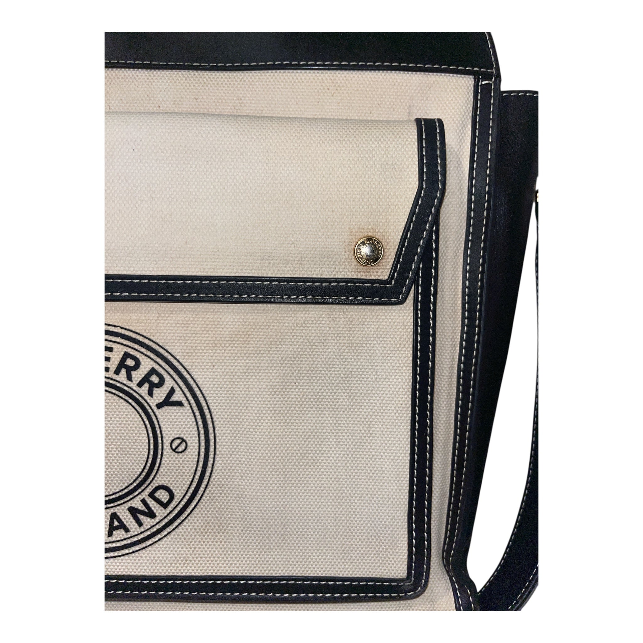 BURBERRY/Tote Bag/Cotton/CRM/LOGO CANVAS POCKET NAVY view 8