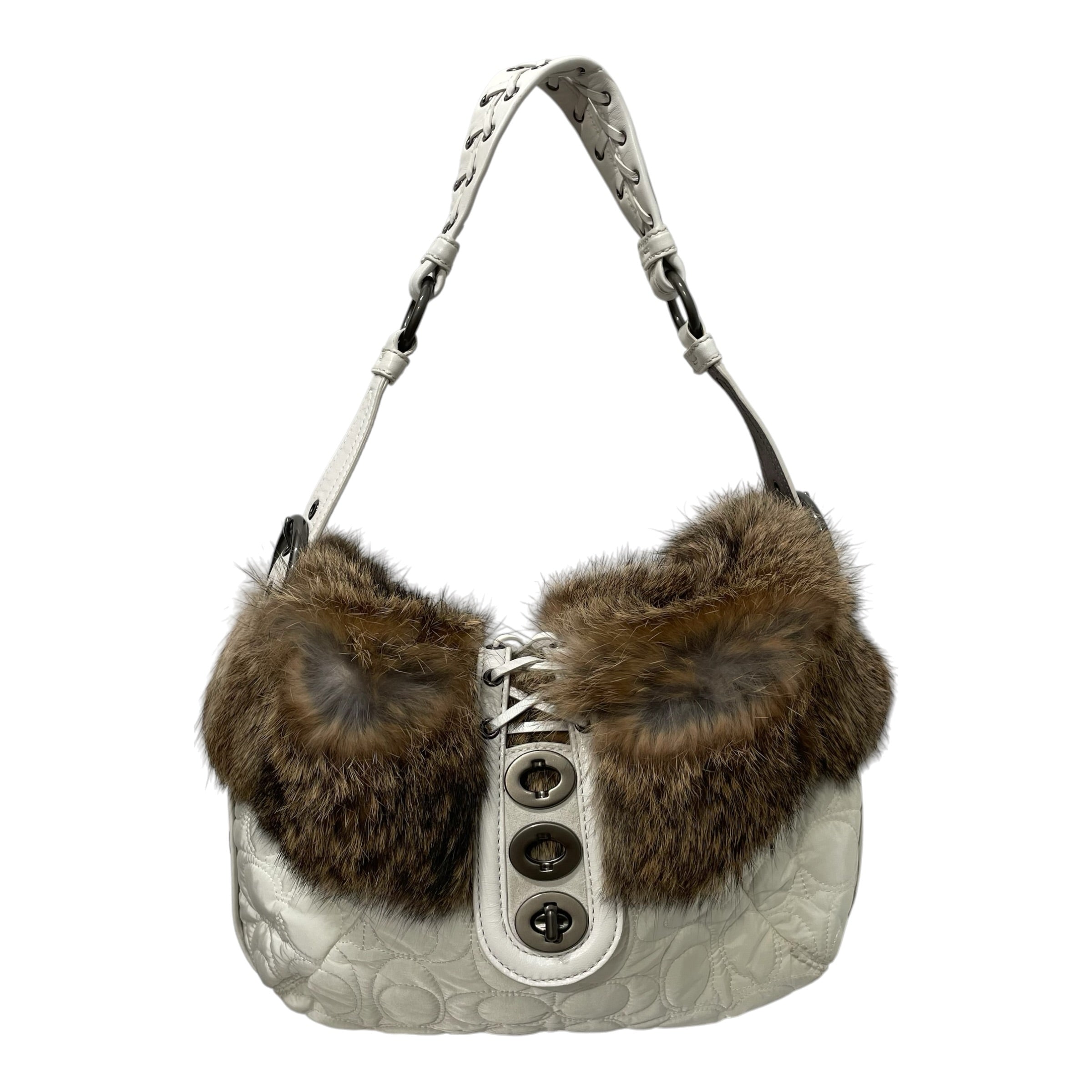COACH/Bag/Fur/WHT/fur trim view 1