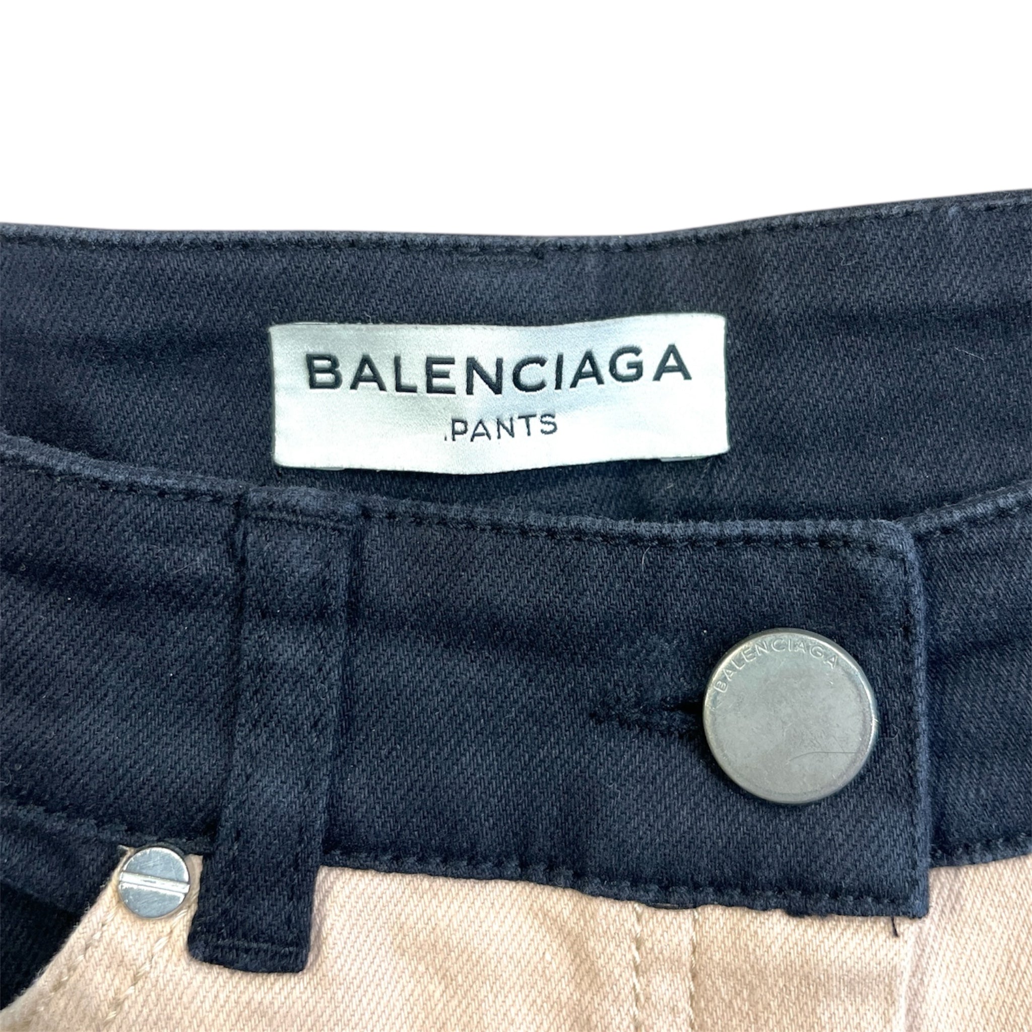 BALENCIAGA/Skinny Pants/34/Cotton/BEG/NAVY WAIST / ZIP HEM view 3