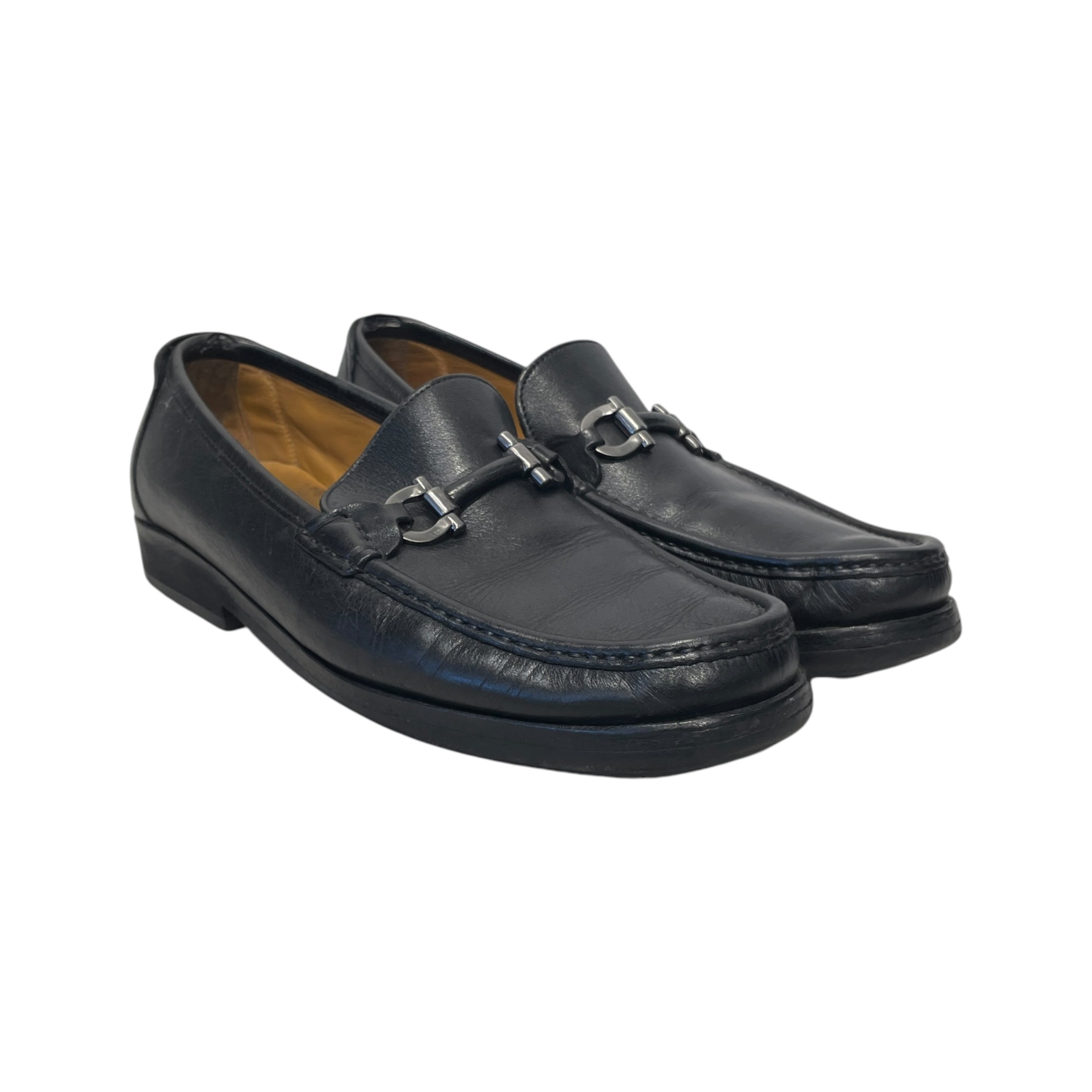 Salvatore Ferragamo/Loafers/US 9/Leather/BLK/VIBRAM SOLED HORSEBIT LOAFER view 1