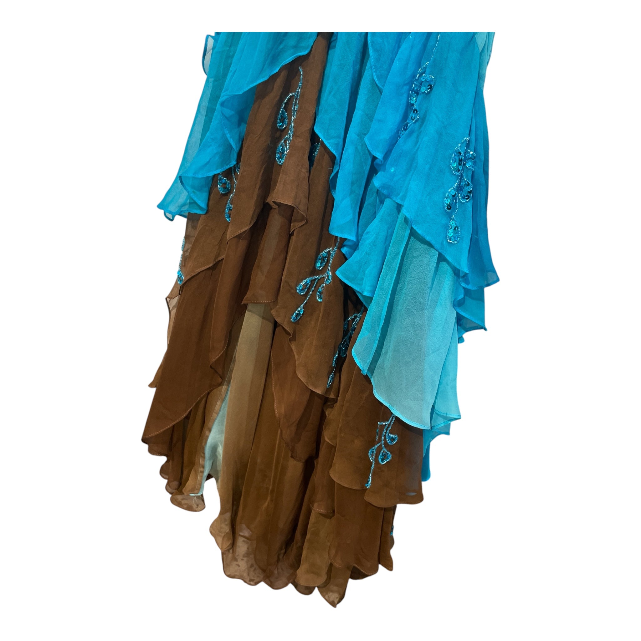 Cybersweetie/Camisole Dress/XS/Silk/BLU/Maxi Length/full beaded brown ombre view 5