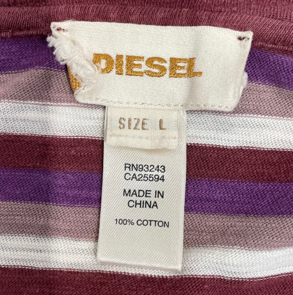 DIESEL/LS T-Shirt/L/Stripe/Cotton/PPL/PURPLE/BURGUNDY STRIPE view 3