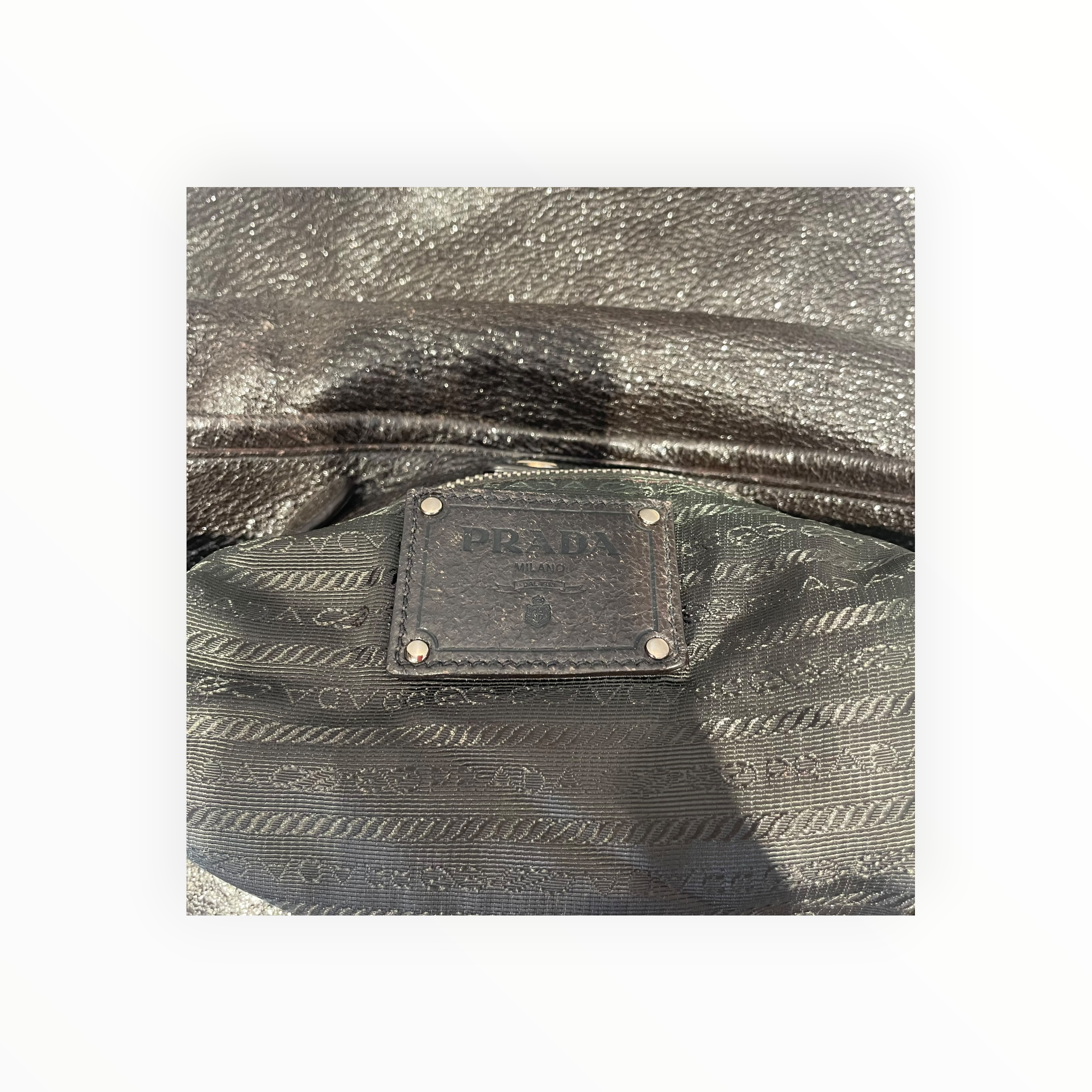 PRADA/Hand Bag/Leather/BLK/METALLIC CERVO view 5