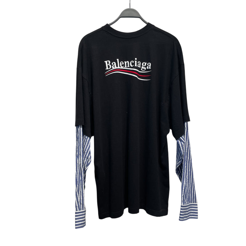 BALENCIAGA/Cut & Sew/4/Cotton/BLK/Graphic/CAMPAIGN LAYERED