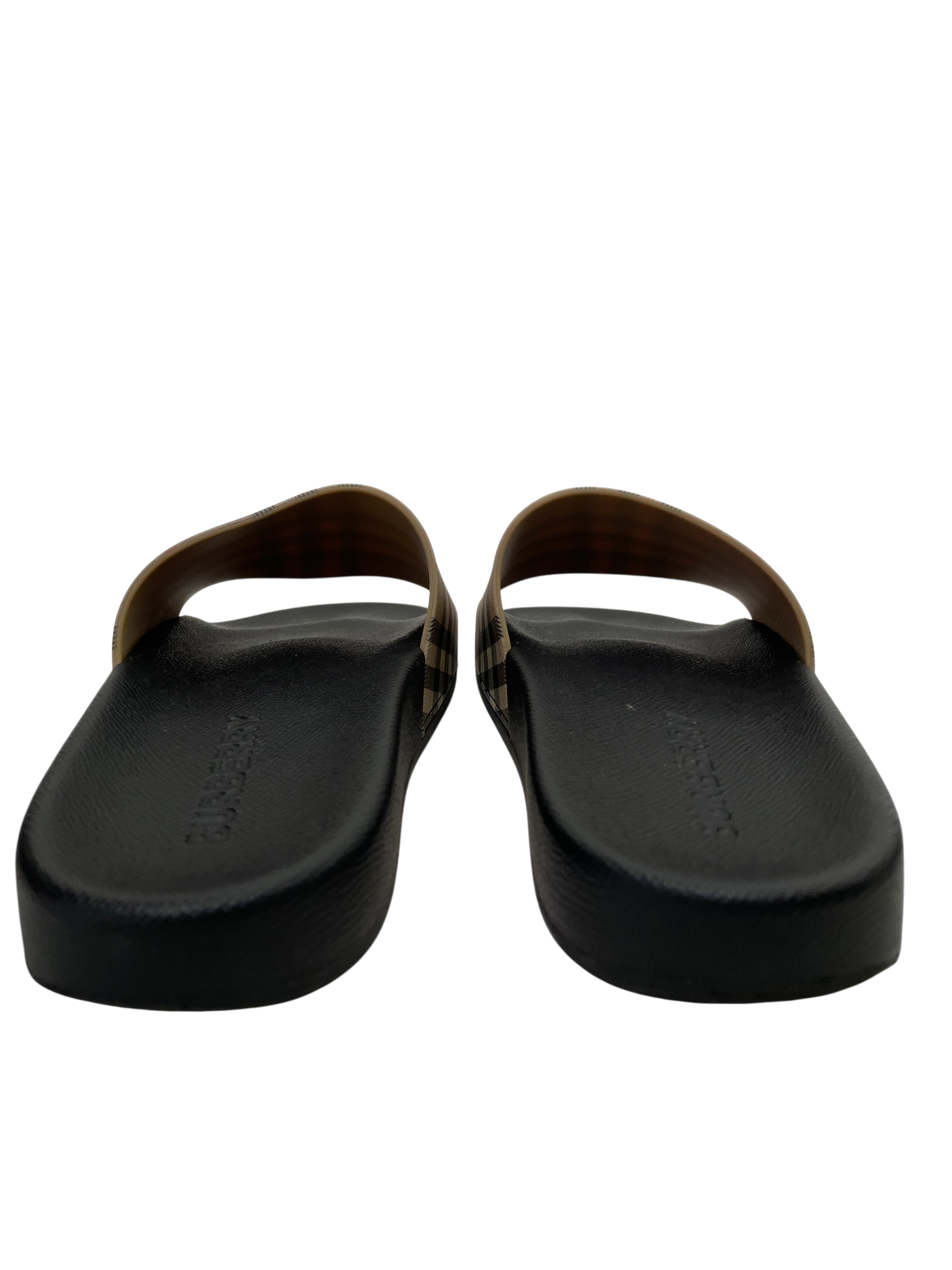 BURBERRY LONDON/Sandals/EU 39/Plaid/Leather/BLK/NOVA CHECK SLIDES view 3