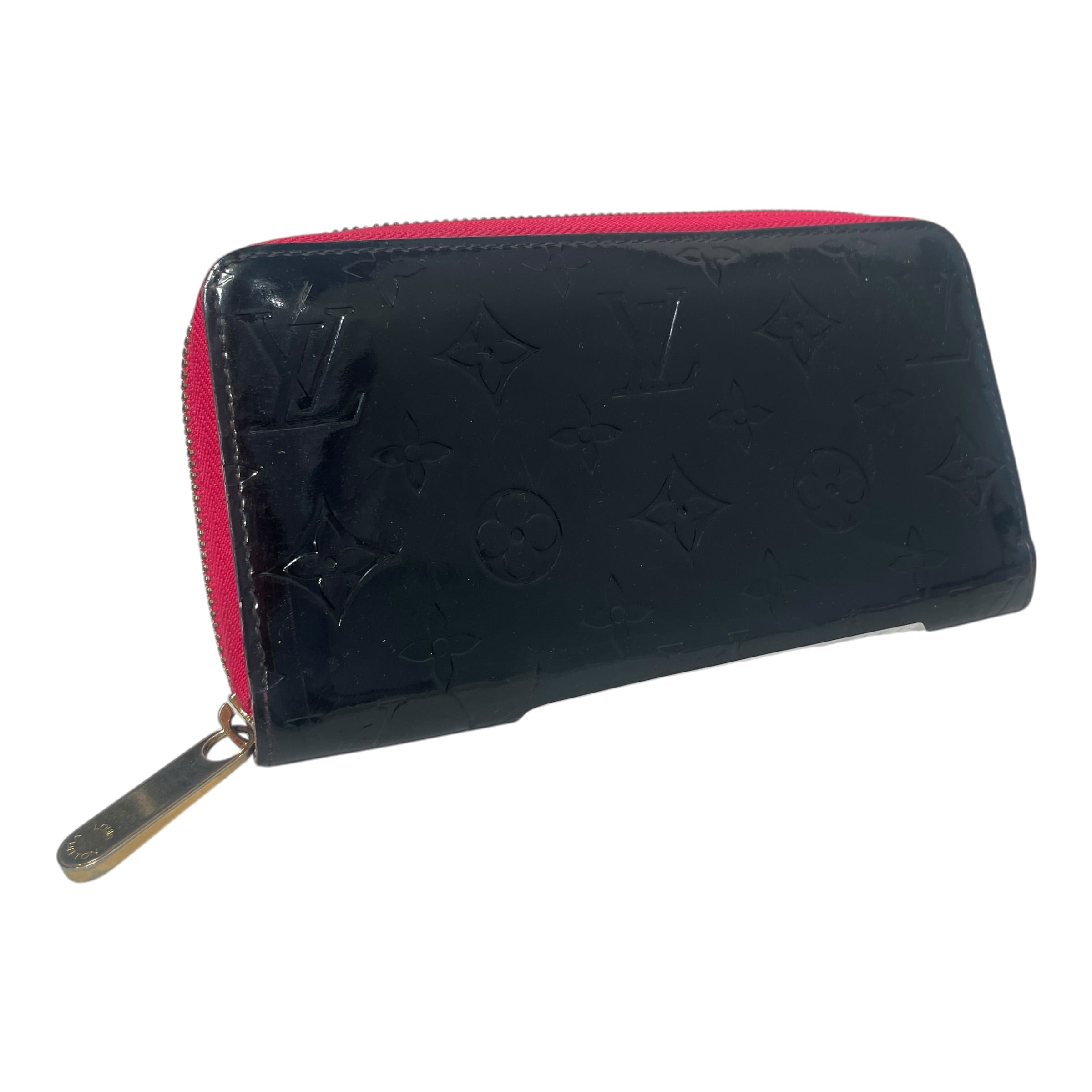 LOUIS VUITTON/Long Wallet/Monogram/Leather/BLK/L's/VernisZippy Pink InsideWallet view 2