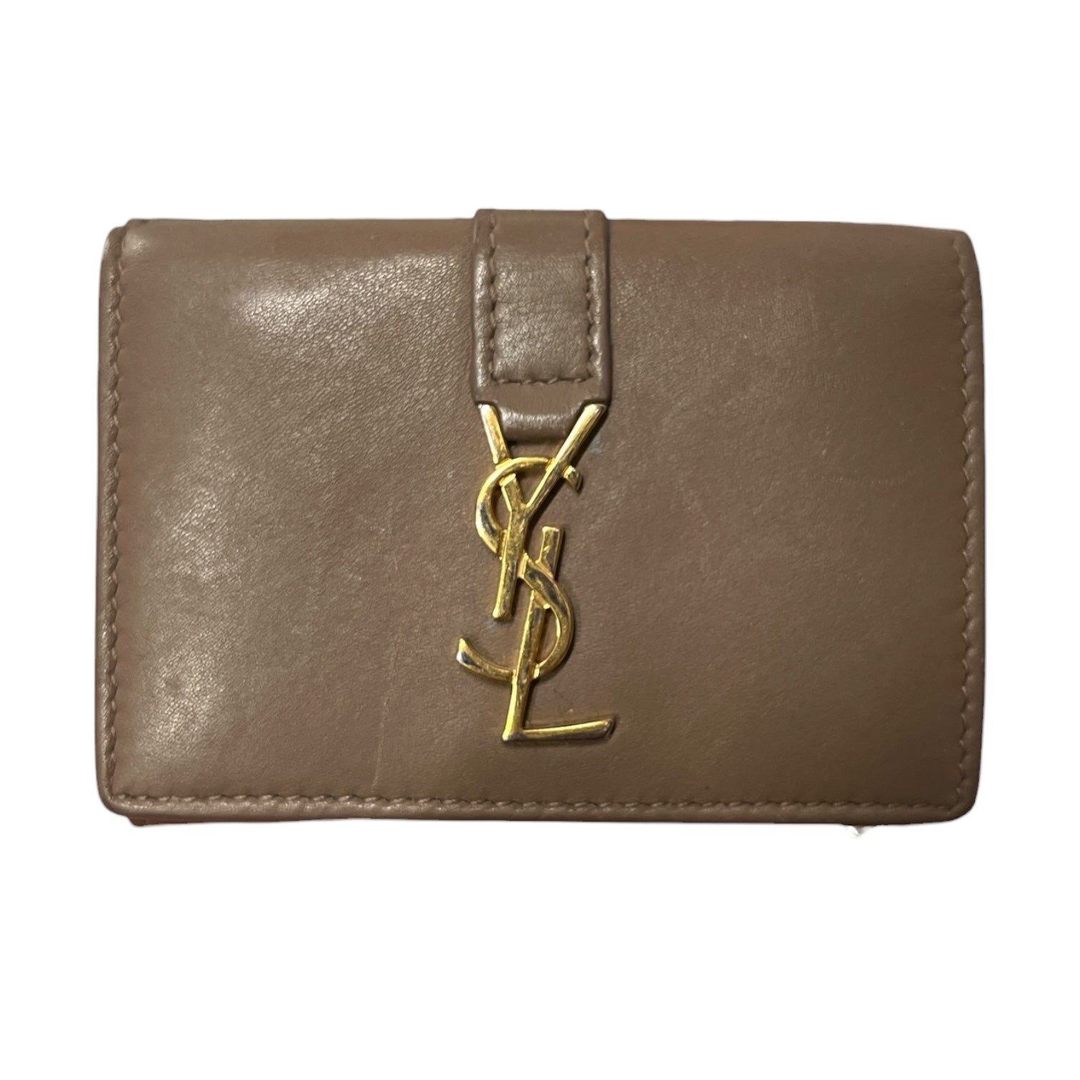 YVES SAINT LAURENT/Trifold Wallet/Leather/BRW/YSL Logo Mini trifold view 1