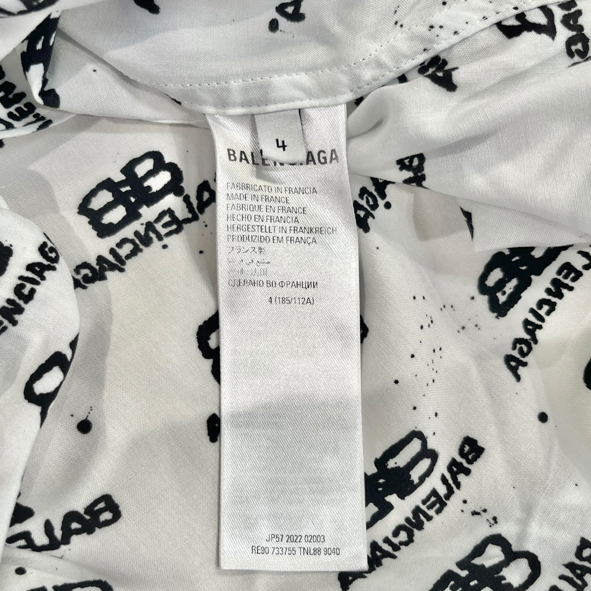 BALENCIAGA/LS Shirt/4/Cotton/WHT/SPLATTER DOUBLE B GARDE ROBE view 4