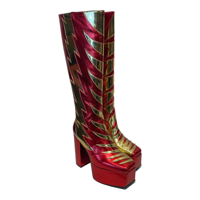 Jeffrey Campbell/Long Boots/US 6.5/Faux Leather/RED/KISS THIS (RED METALLIC)
