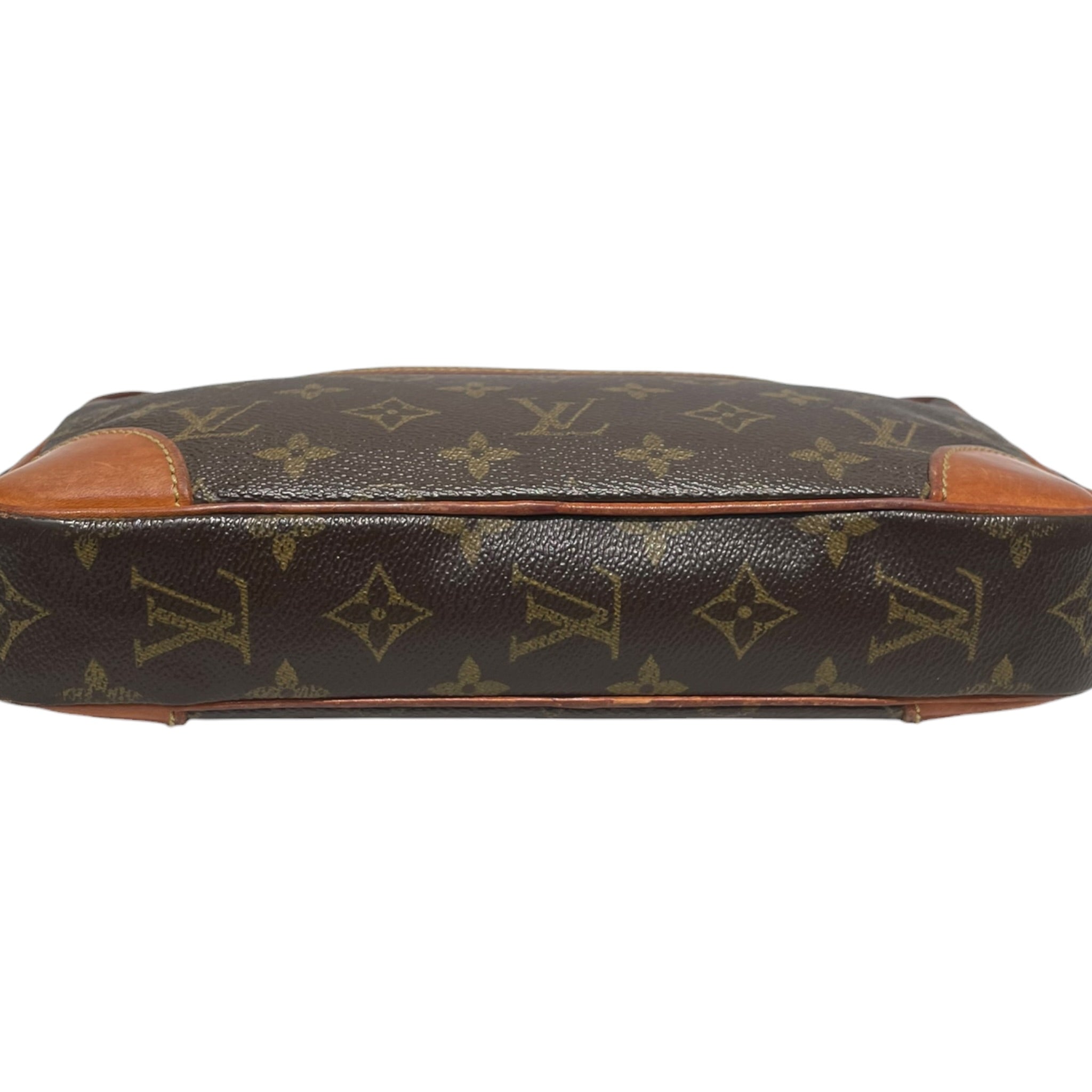 LOUIS VUITTON/Pouch/Monogram/Leather/BRW/small case missing zipper pull view 3