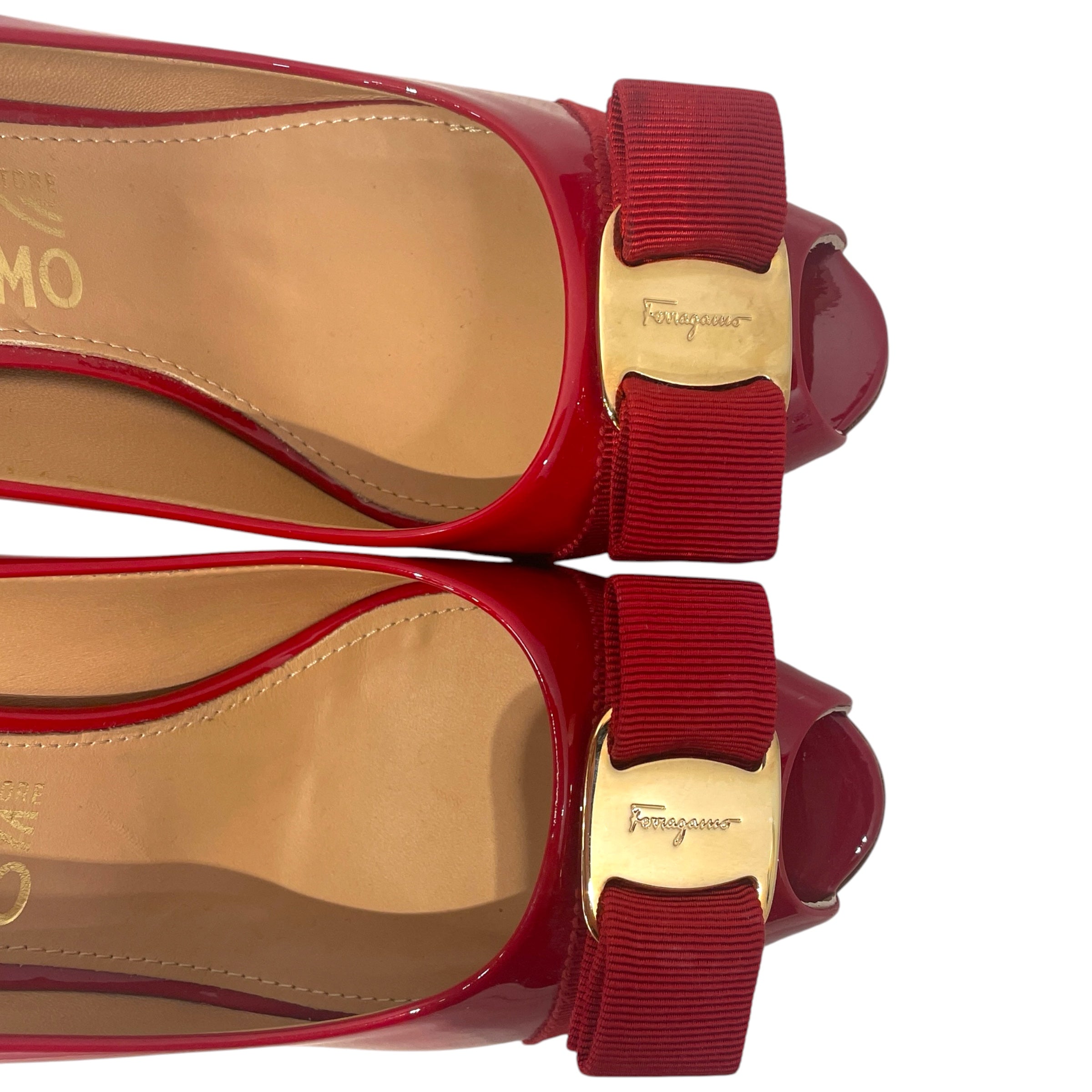 Salvatore Ferragamo/Heels/US 7.5/Leather/RED/peep toe stilletto view 4