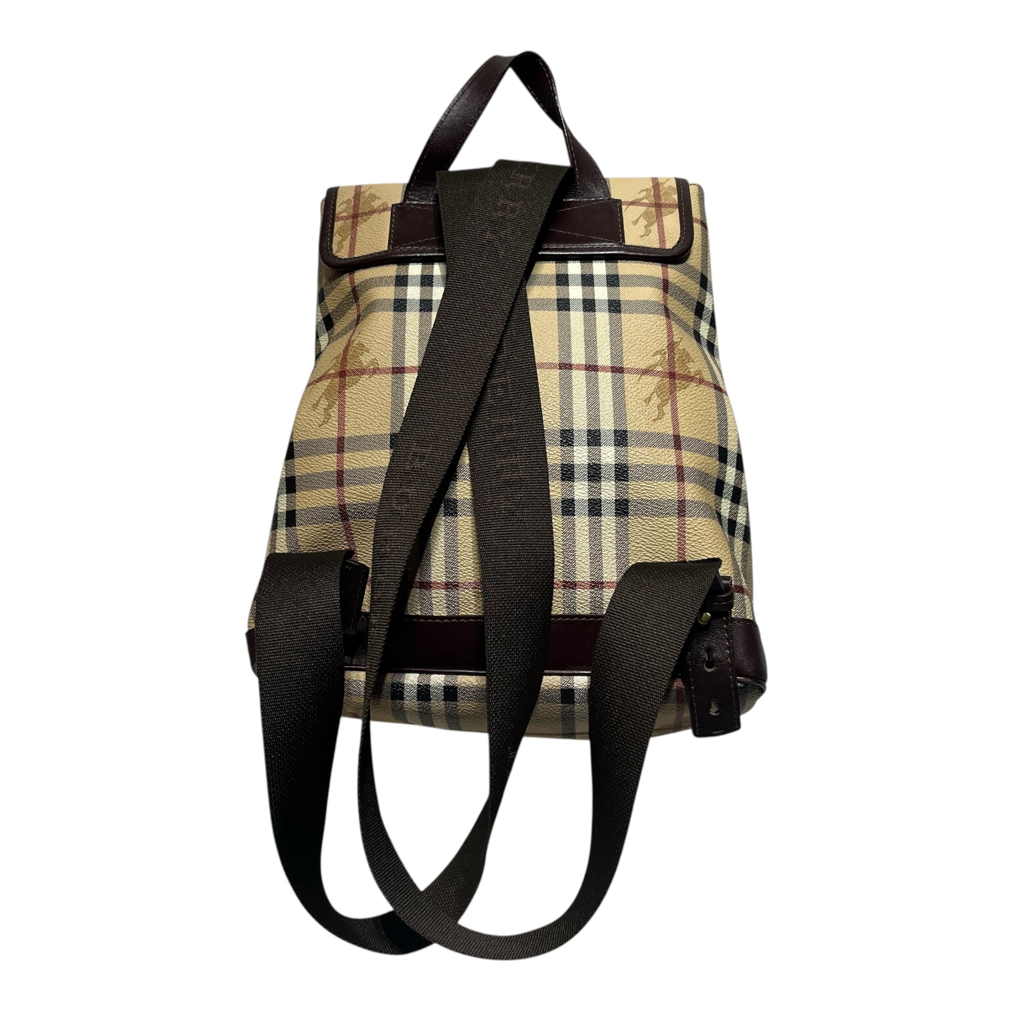 BURBERRY LONDON/Backpack/Plaid/Leather/KHK/Haymarket Check Backpack view 3