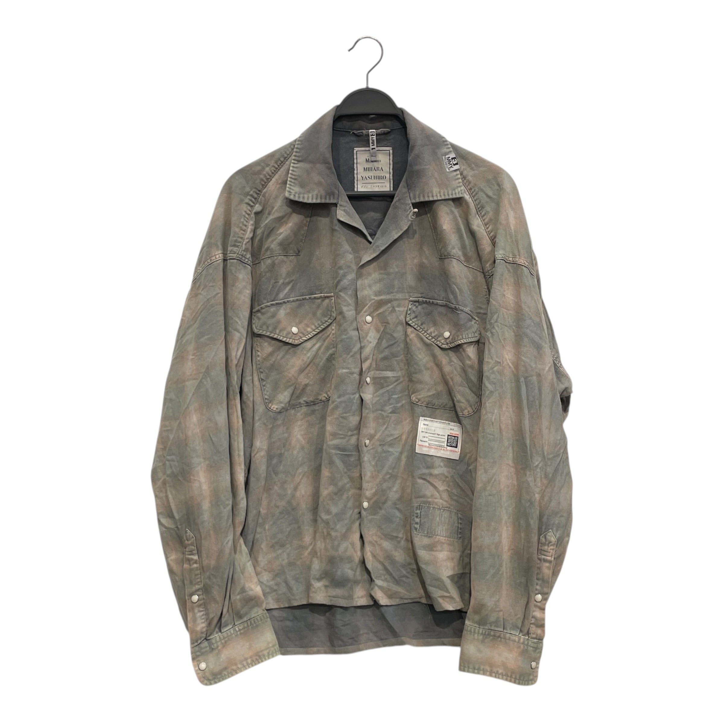 MIHARA YASUHIRO/Flannel Shirt/46/Cotton/KHK/QR CODE PATCH RIGHT