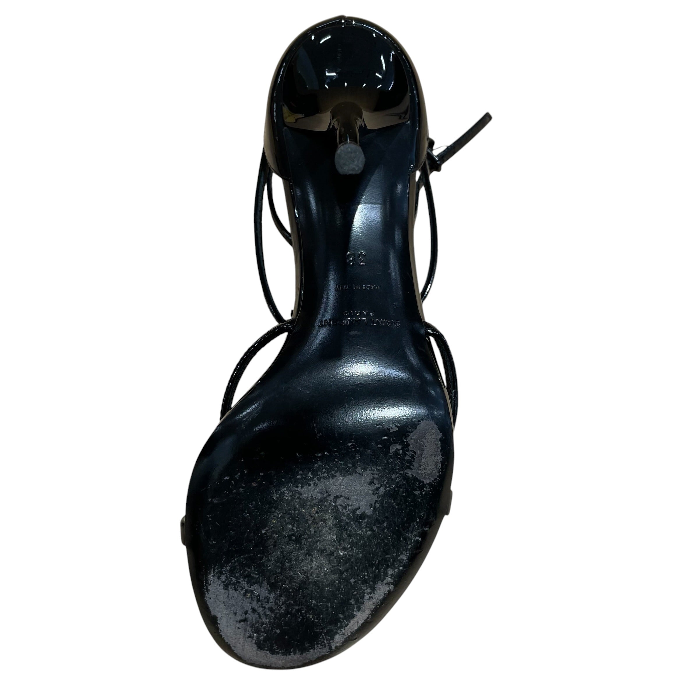 SAINT LAURENT/Heels/EU 38/Leather/BLK/Ankle Strap/CASSANDRA SANDALS view 6