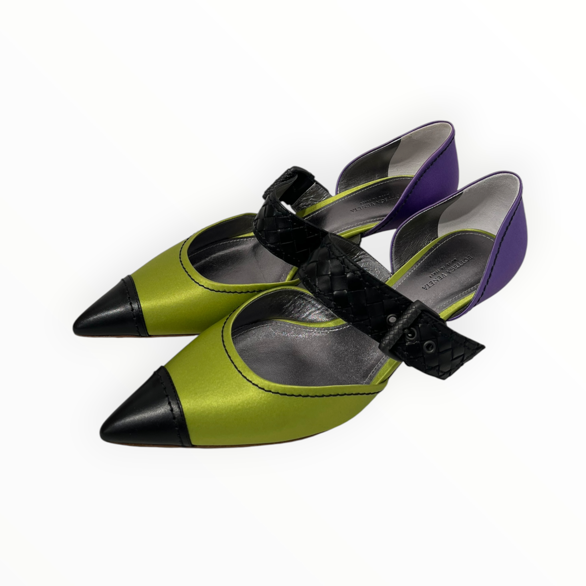 BOTTEGA VENETA/Heels/US 8.5/Leather/GRN/INTRECCIATO STRAPE GRM/PRL view 1