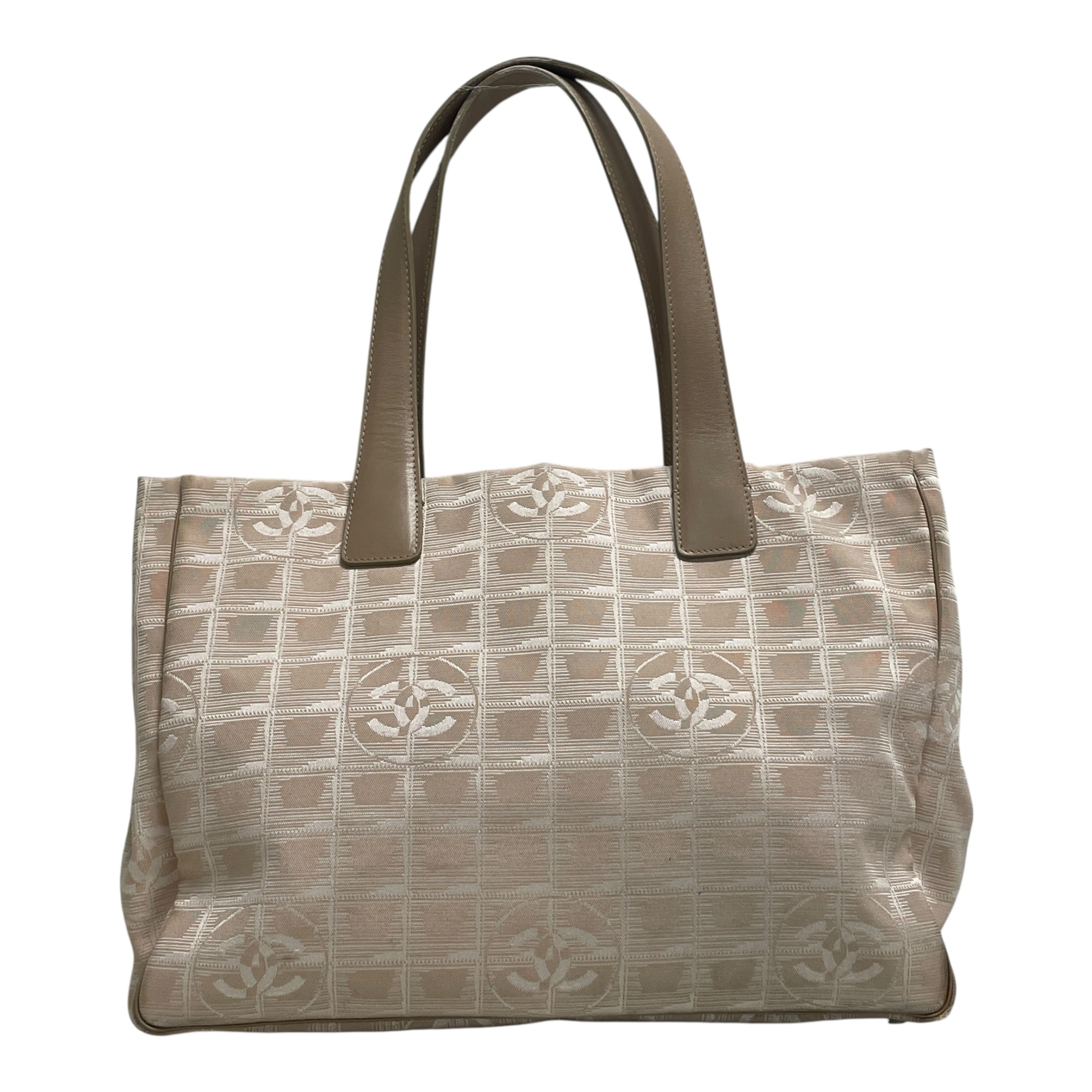 CHANEL/Tote Bag/Monogram/Cotton/CRM/J67JMXC/LEATHER HANDLES/GRID view 1