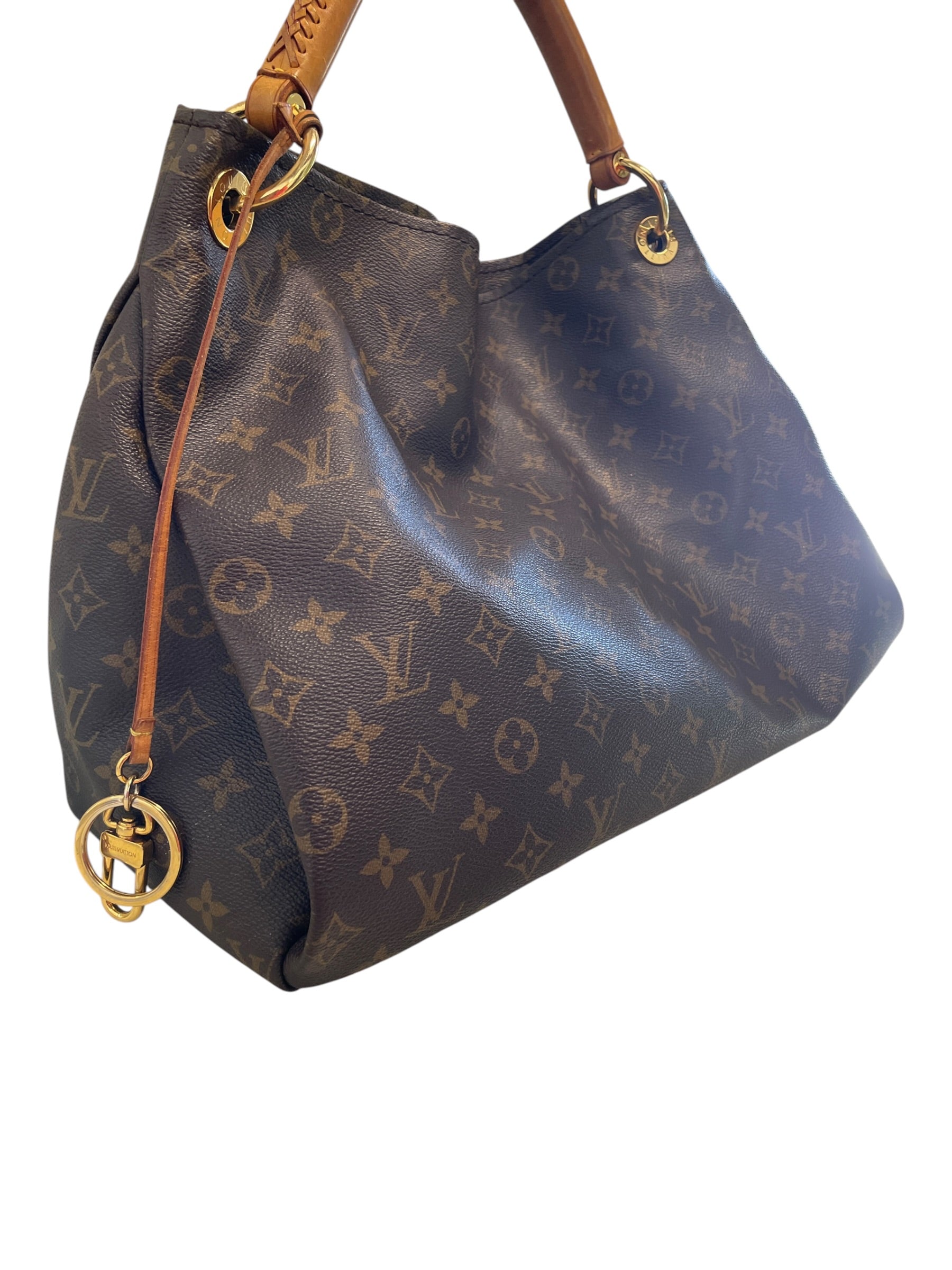 LOUIS VUITTON/Hand Bag/Monogram/Leather/BRW/LEATHER STRAP W/ GOLD LOGO view 6