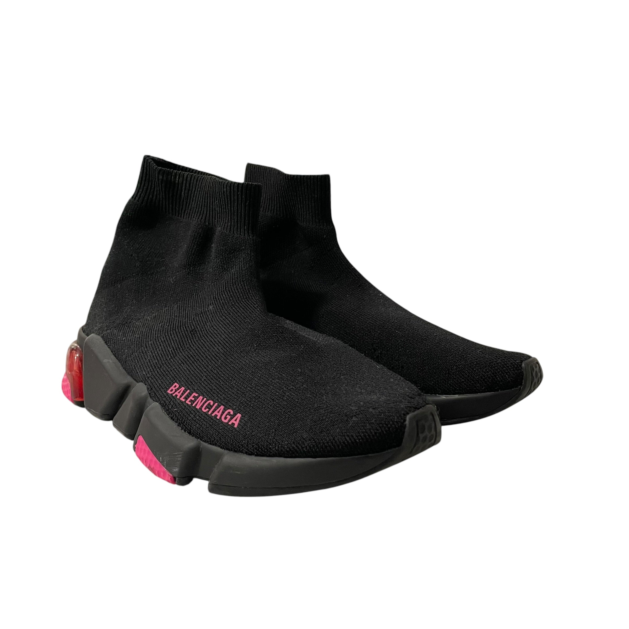 BALENCIAGA/Hi-Sneakers/US 7/BLK/SOCK RUNNER PINK SOLE view 1