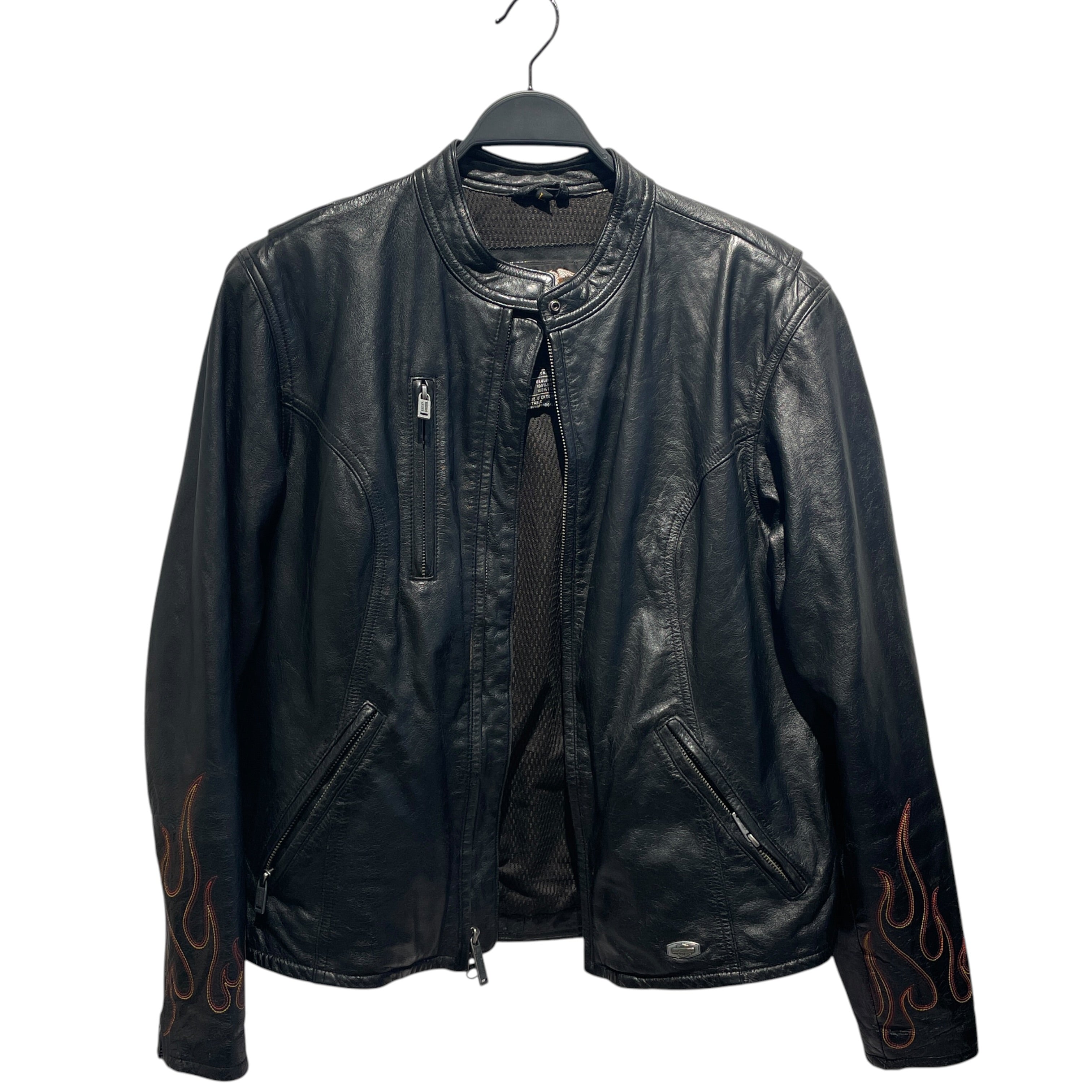 HARLEY DAVIDSON/Leather Jkt/L/Leather/BLK/flame view 1