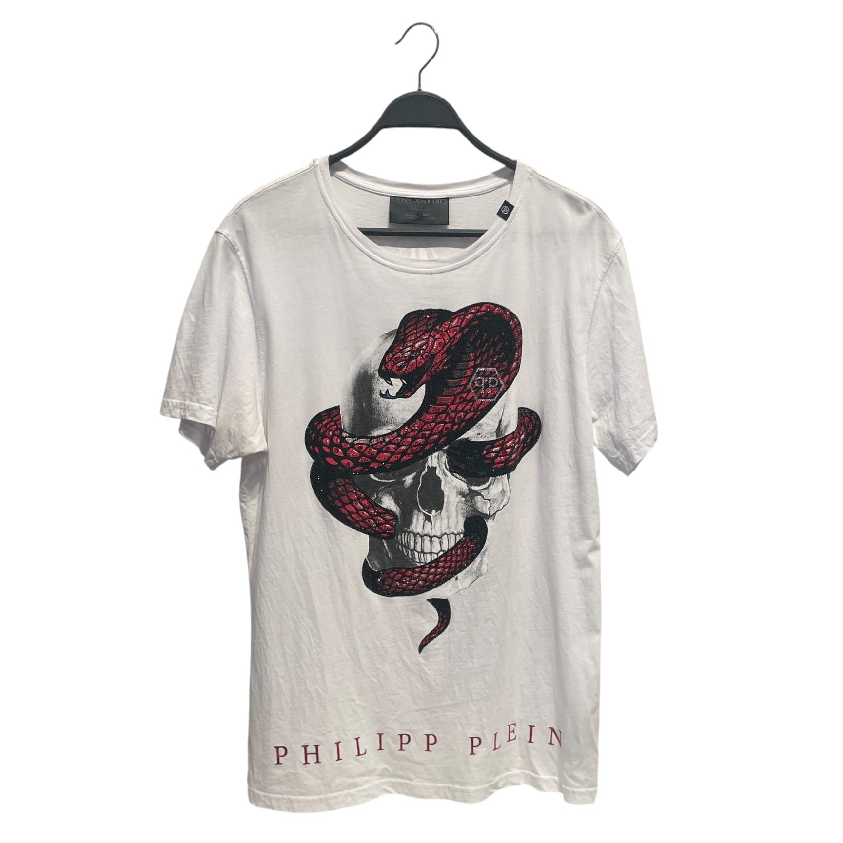 PHILIPP PLEIN/T-Shirt/L/Cotton/WHT/Graphic/skull snake view 1