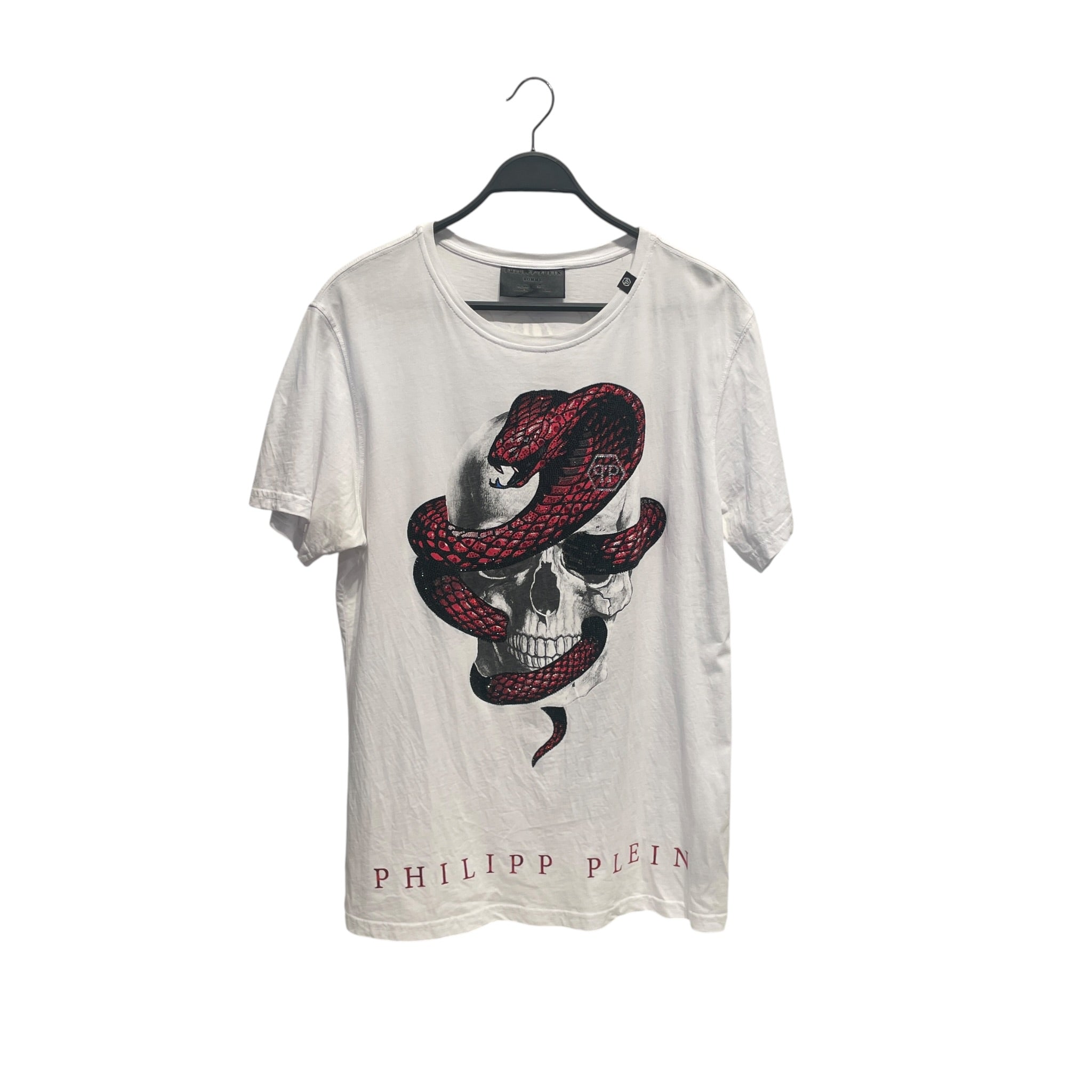 PHILIPP PLEIN/T-Shirt/L/Cotton/WHT/Graphic/skull snake view 1