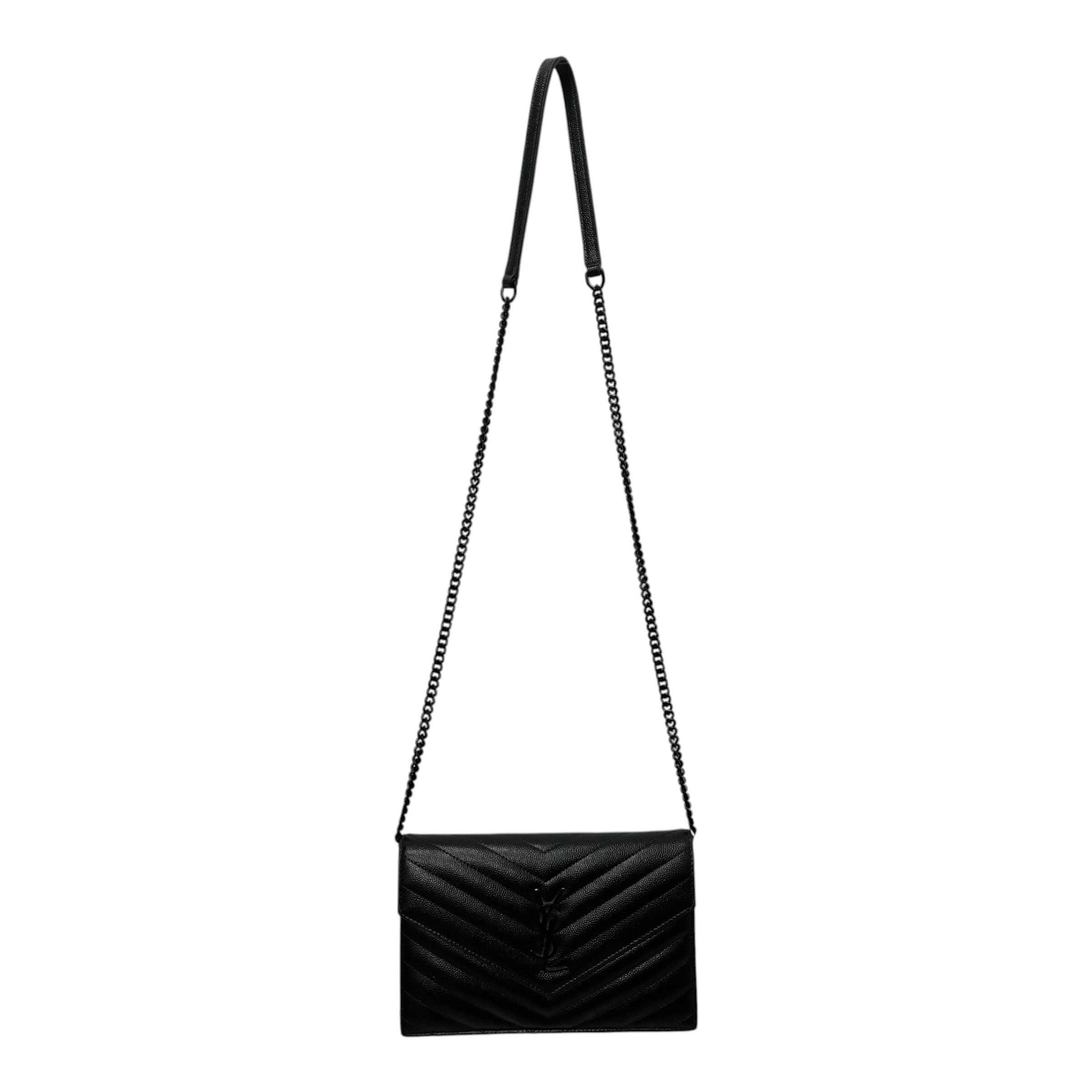 YVES SAINT LAURENT/Cross Body Bag/Leather/BLK/CASSANDRE MATELASSE ENVELOPE view 7