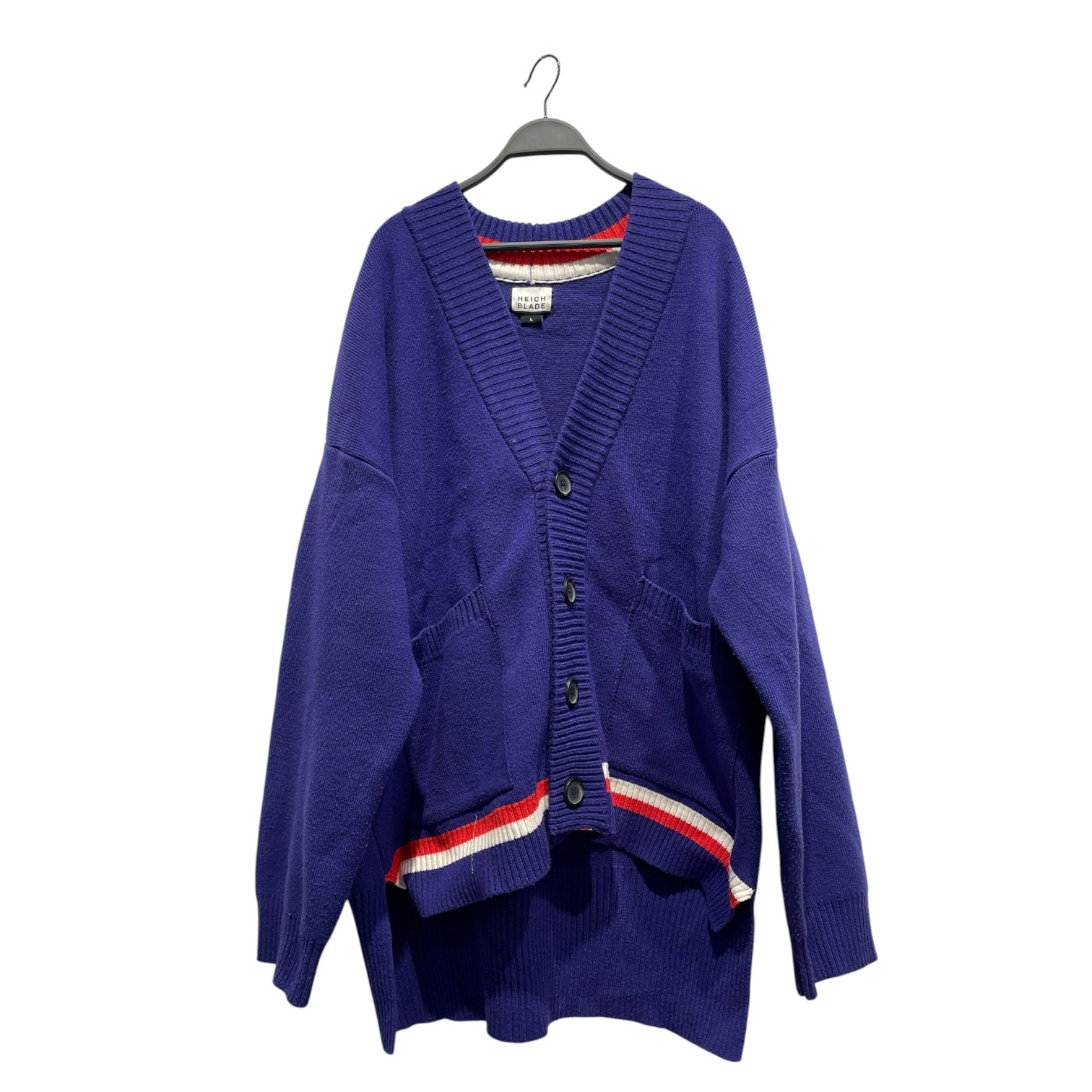 HEICH BLADE/Cardigan/L/Cotton/BLU/RED/WHITE LINED view 1