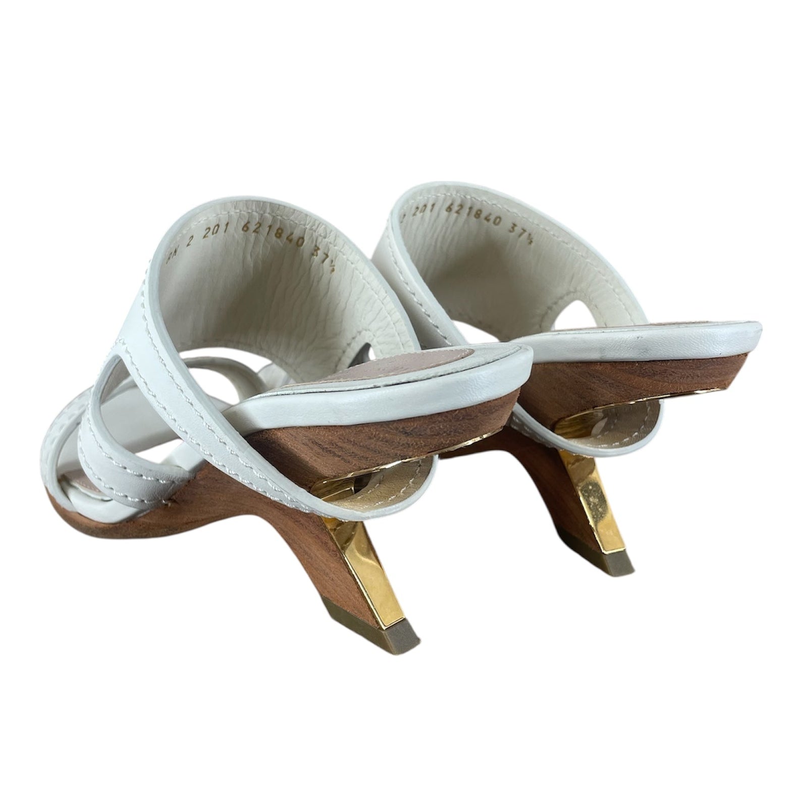 Alexander McQueen/Sandals/EU 37.5/Leather/CRM/Open-Toe/BLOCK HEEL/LEATHEER SANDAL view 2